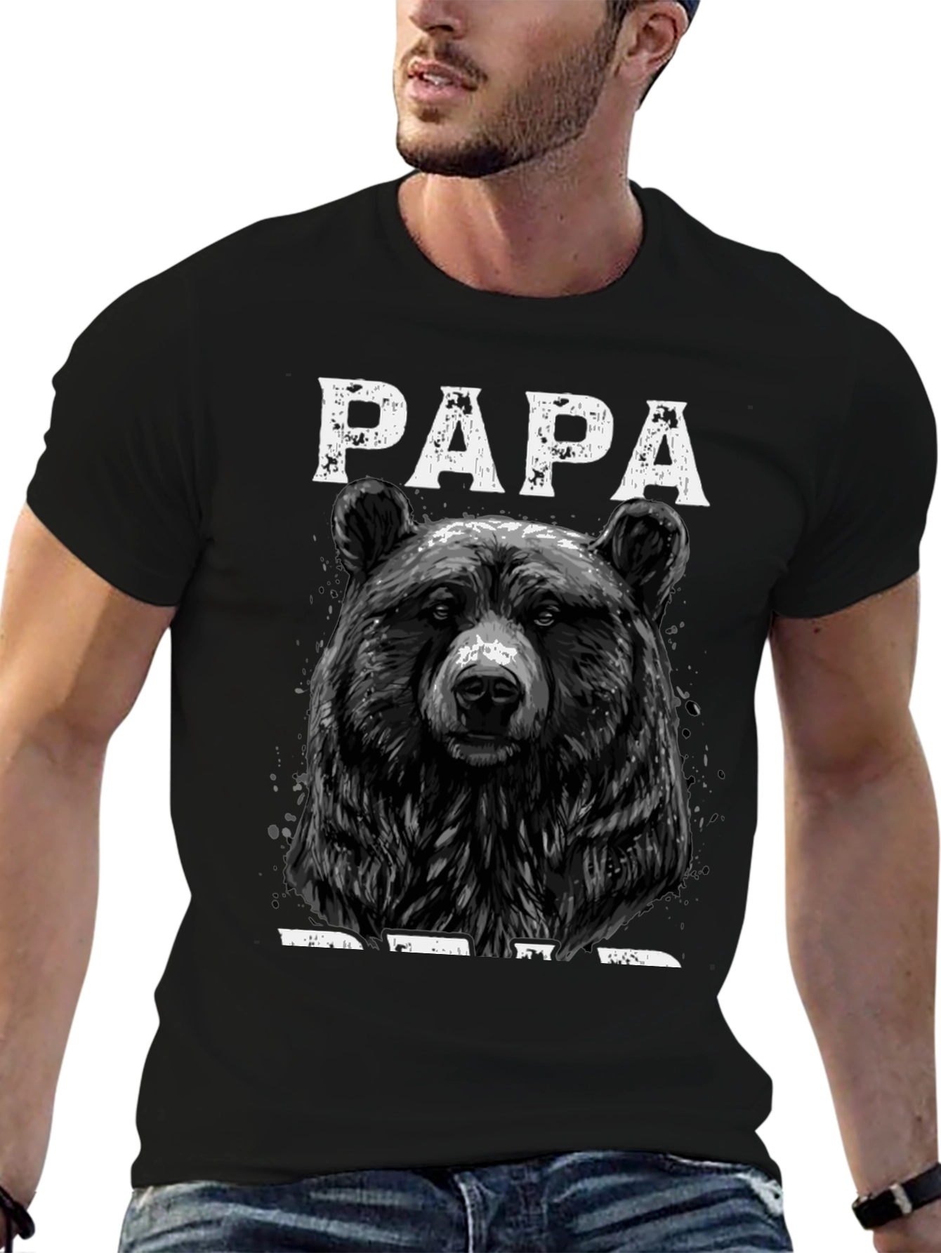 Papa Bear Graphic T-Shirt - Black