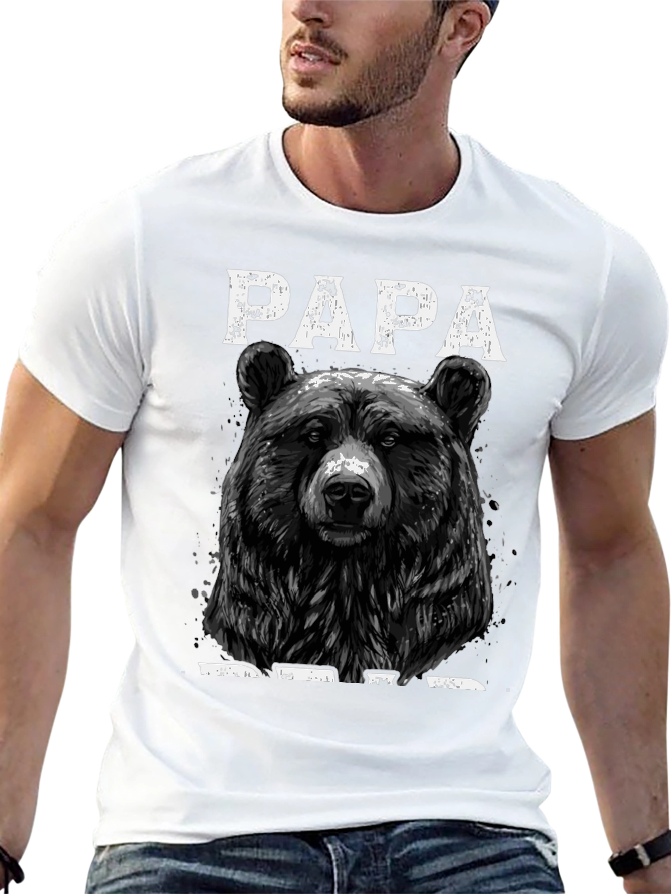 Papa Bear Graphic T-Shirt - Black