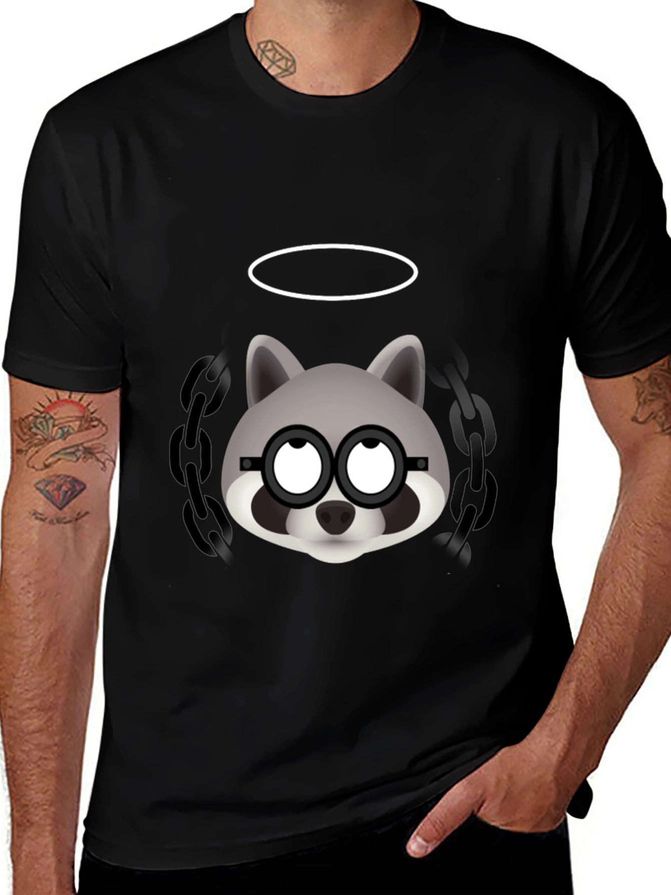 Cool Raccoon Graphic Tee - Mens Black T-Shirt
