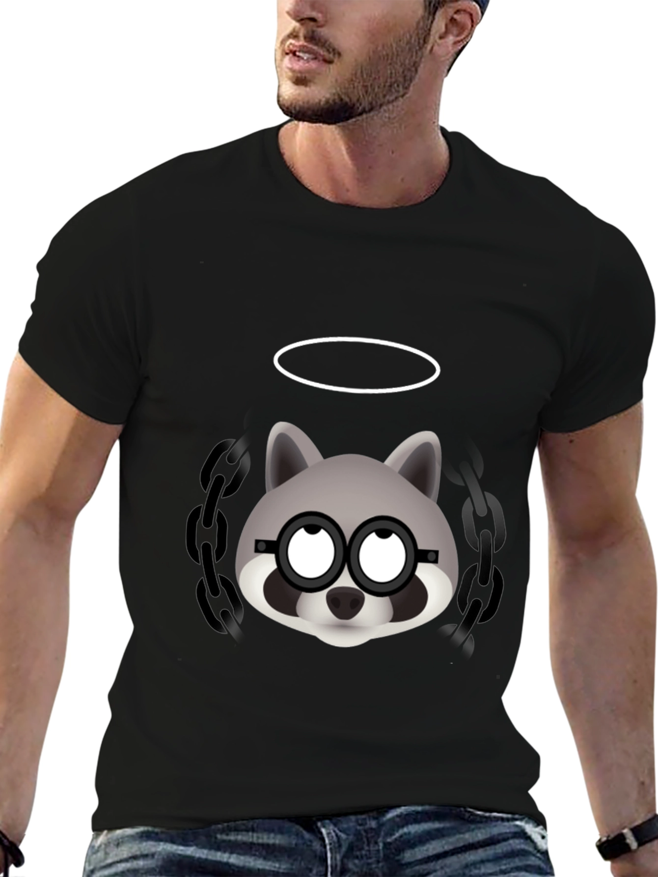 Cool Raccoon Graphic Tee - Mens Black T-Shirt