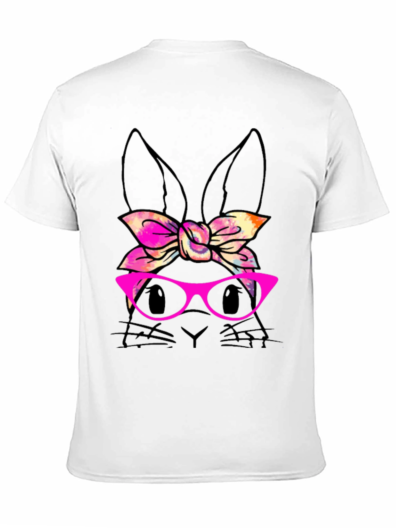 Bunny with Bow & Glasses Black T-Shirt