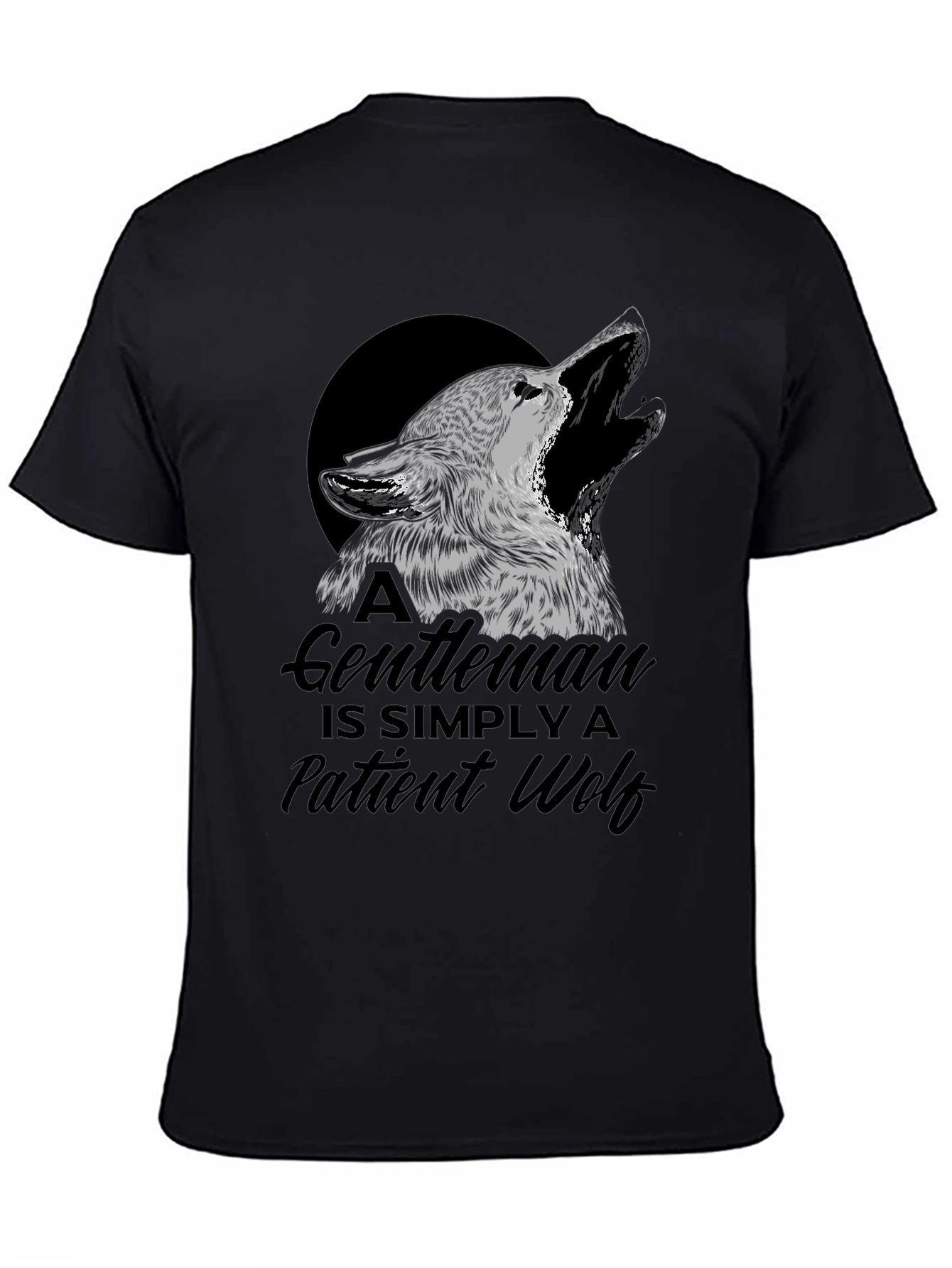 Gentleman Wolf Graphic T-Shirt - Black
