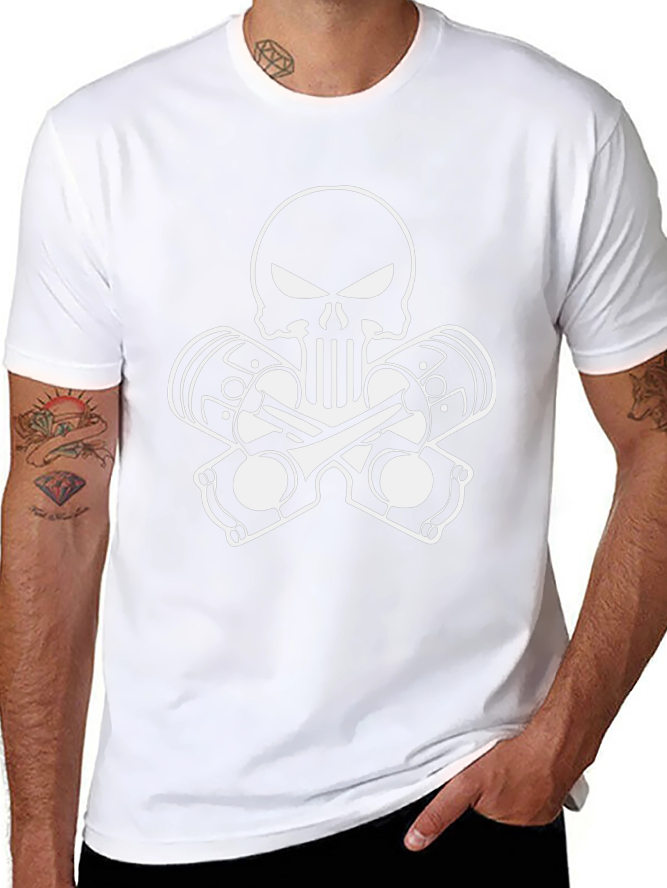 Skull & Pistons Graphic T-Shirt - Black Cotton Tee