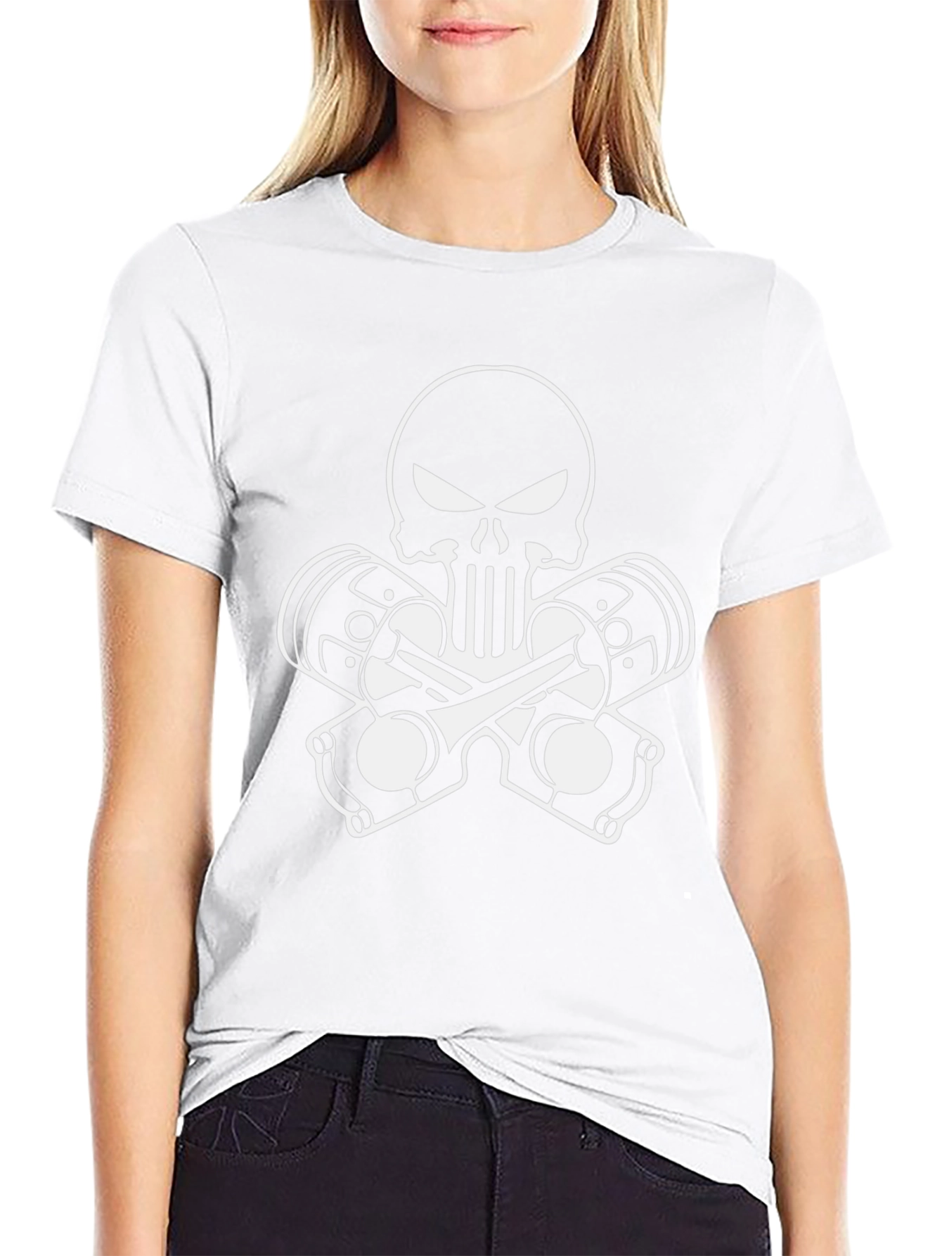 Skull & Pistons Graphic T-Shirt - Black Cotton Tee