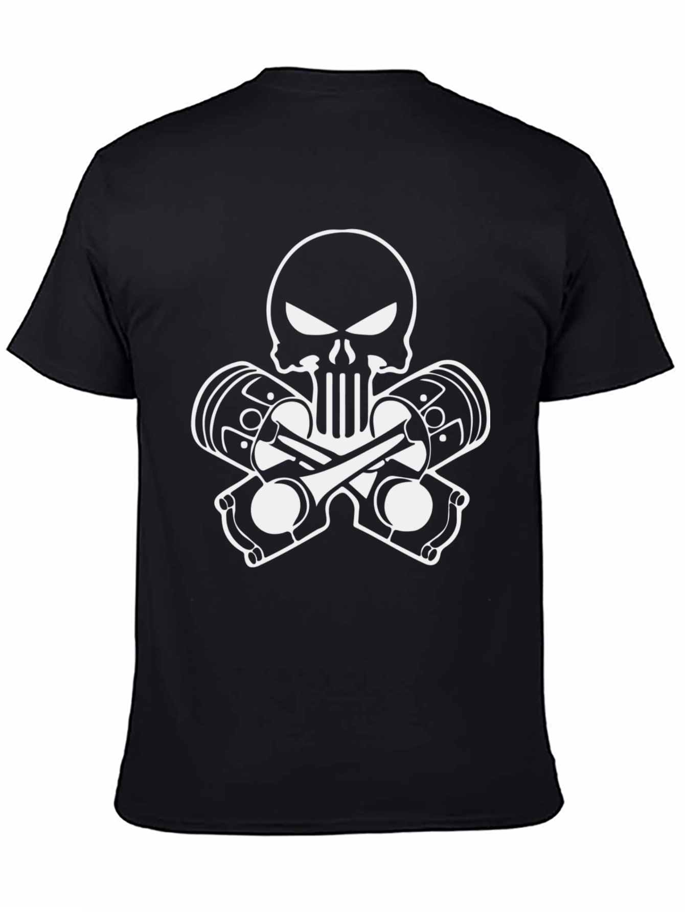 Skull & Pistons Graphic T-Shirt - Black Cotton Tee