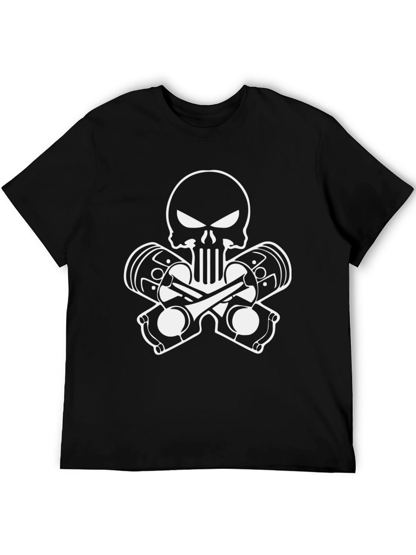 Skull & Pistons Graphic T-Shirt - Black Cotton Tee