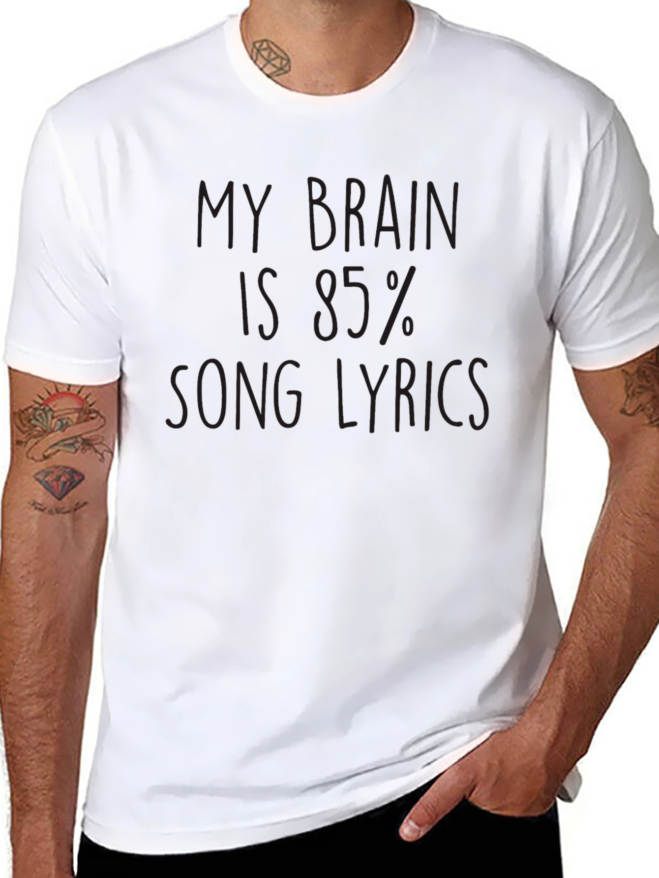My Brain Is 85% Song Lyrics Black T-Shirt