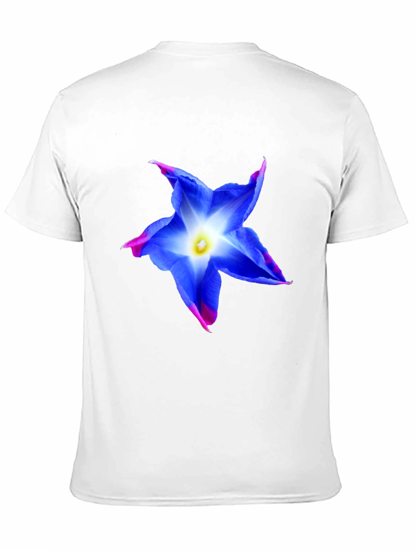 Blue Flower Graphic Tee - Stylish Mens Black T-Shirt