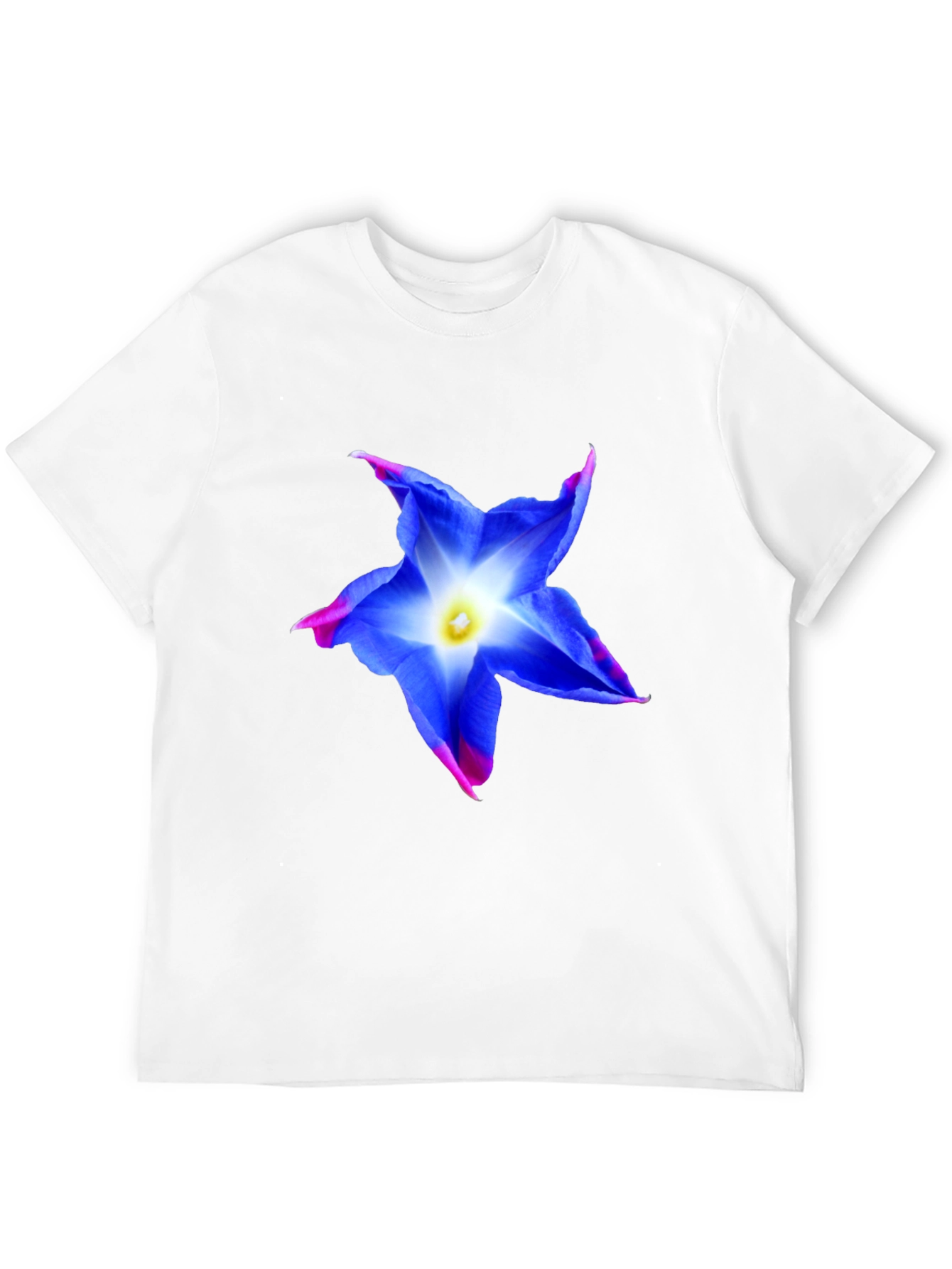 Blue Flower Graphic Tee - Stylish Mens Black T-Shirt