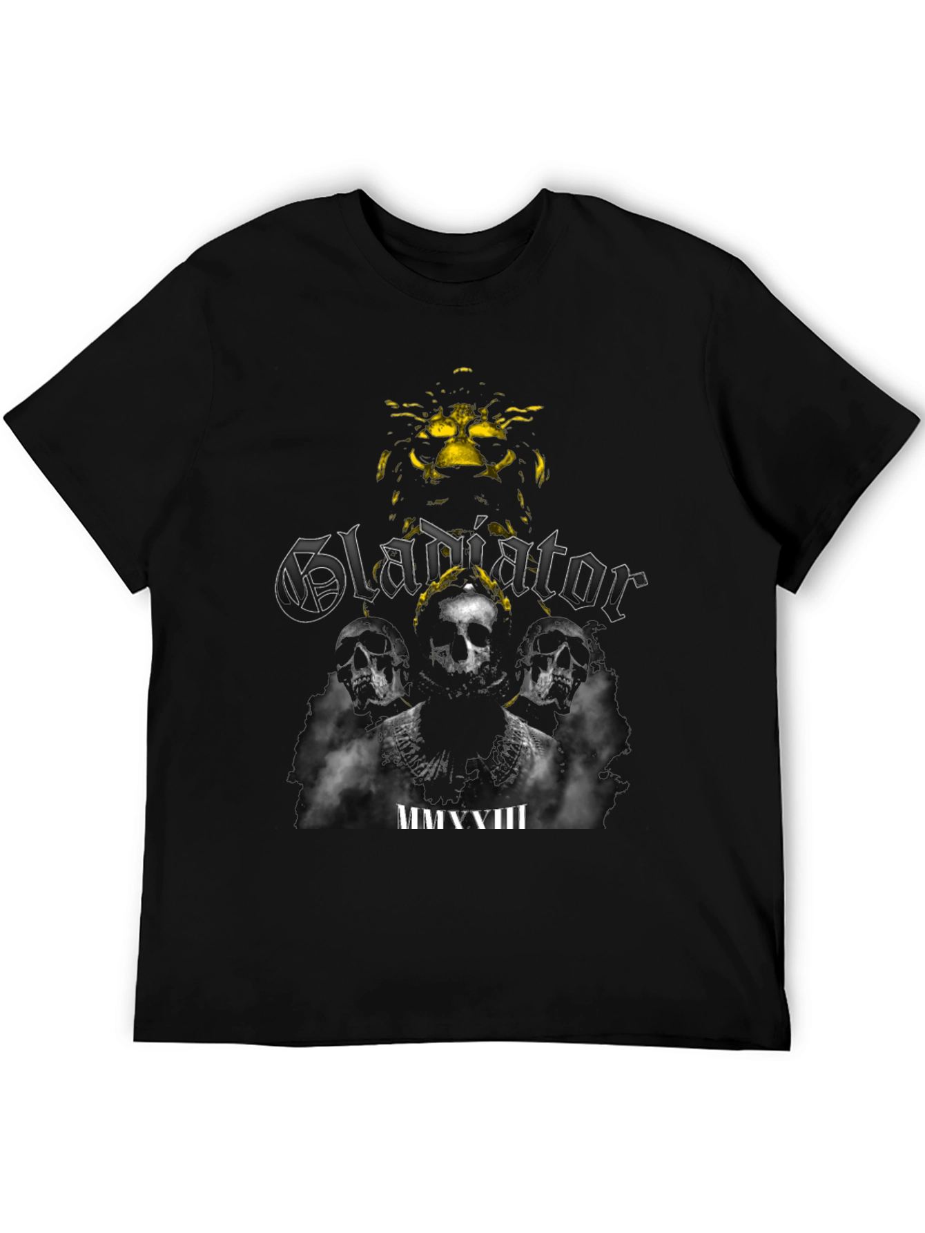 Gladiator Skull Graphic Tee - Black