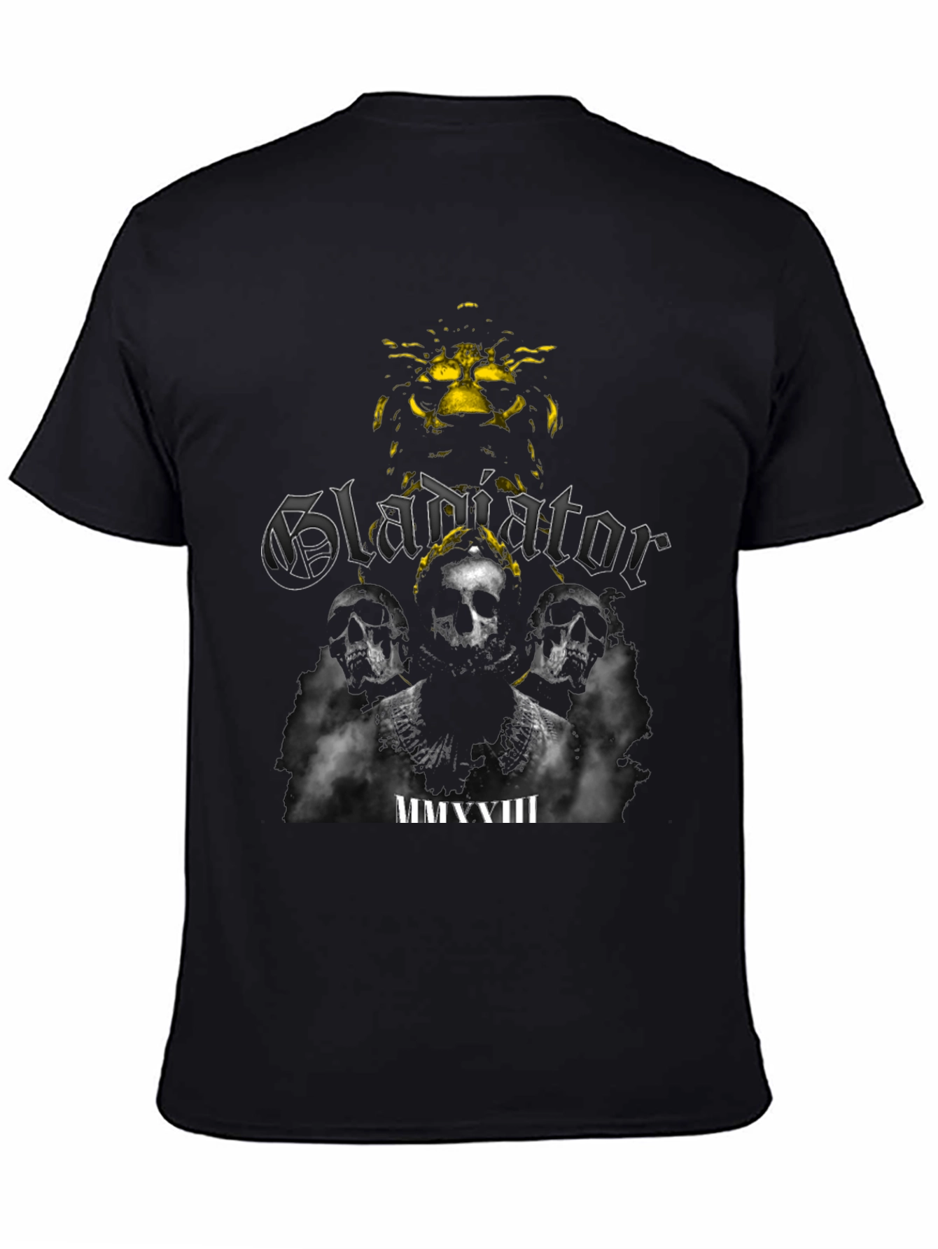 Gladiator Skull Graphic Tee - Black