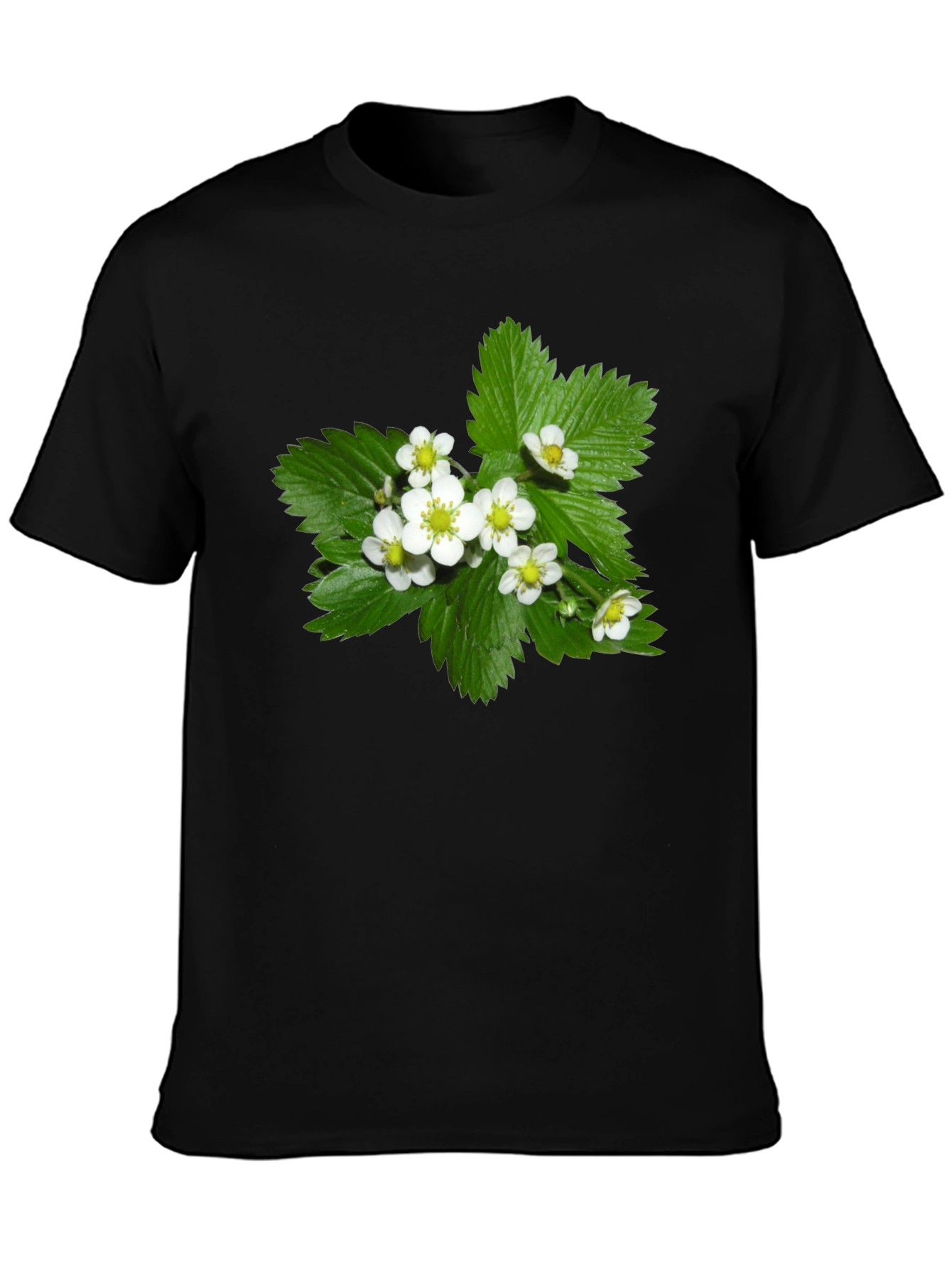 Floral Black T-Shirt - Botanical Style