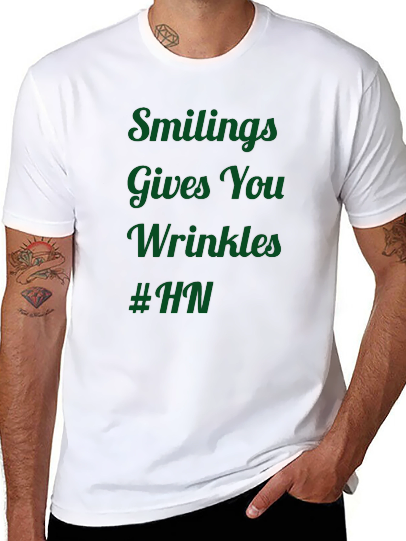 Humorous T-Shirt: Smiling Gives You Wrinkles #HN
