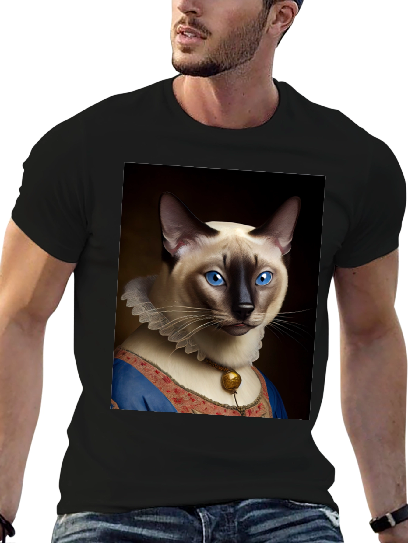 Cat Portrait Graphic T-Shirt - Royal Feline Tee