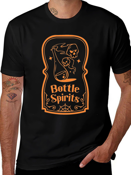 Bottle Spirits Graphic Tee - Halloween Novelty Shirt