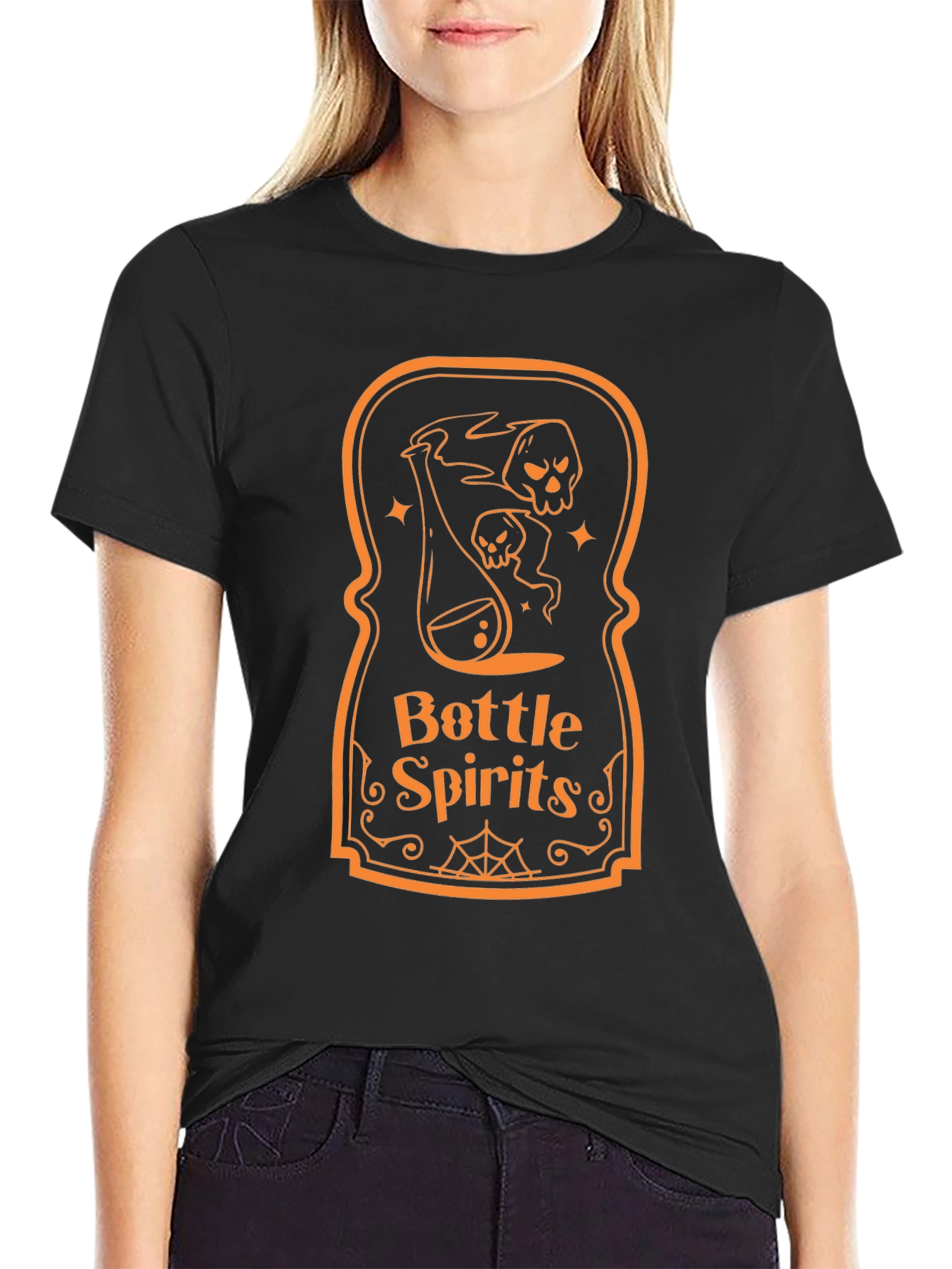 Bottle Spirits Graphic Tee - Halloween Novelty Shirt