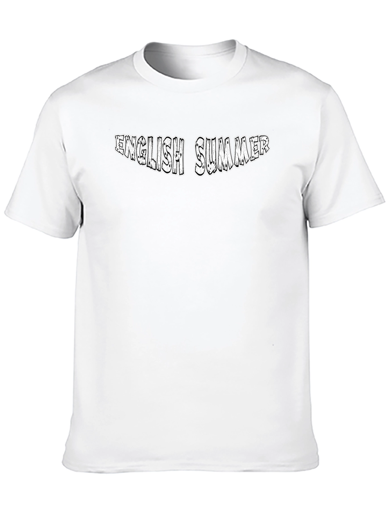 English Summer Graphic Tee - Black Cotton Casual Wear