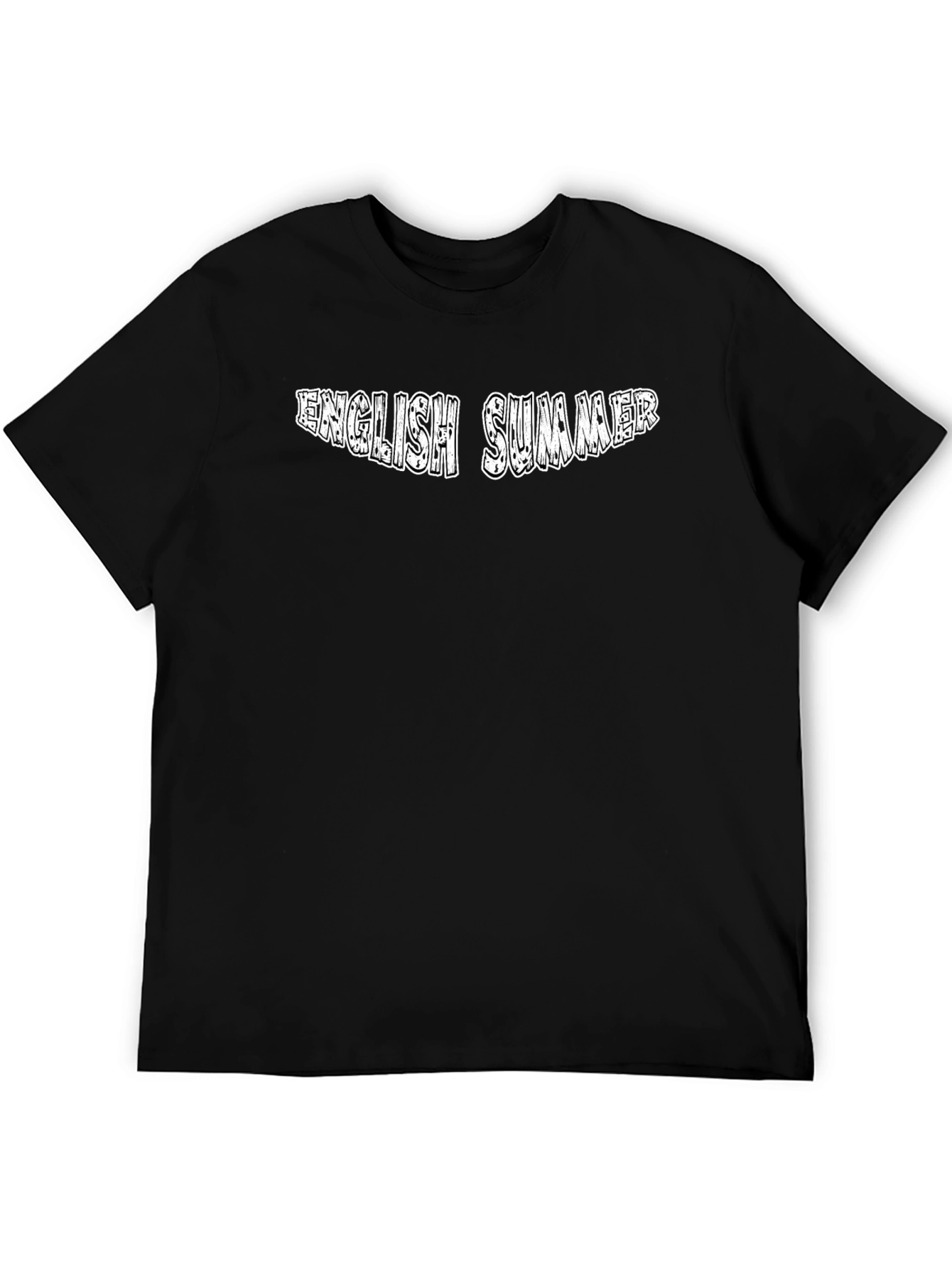 English Summer Graphic Tee - Black Cotton Casual Wear