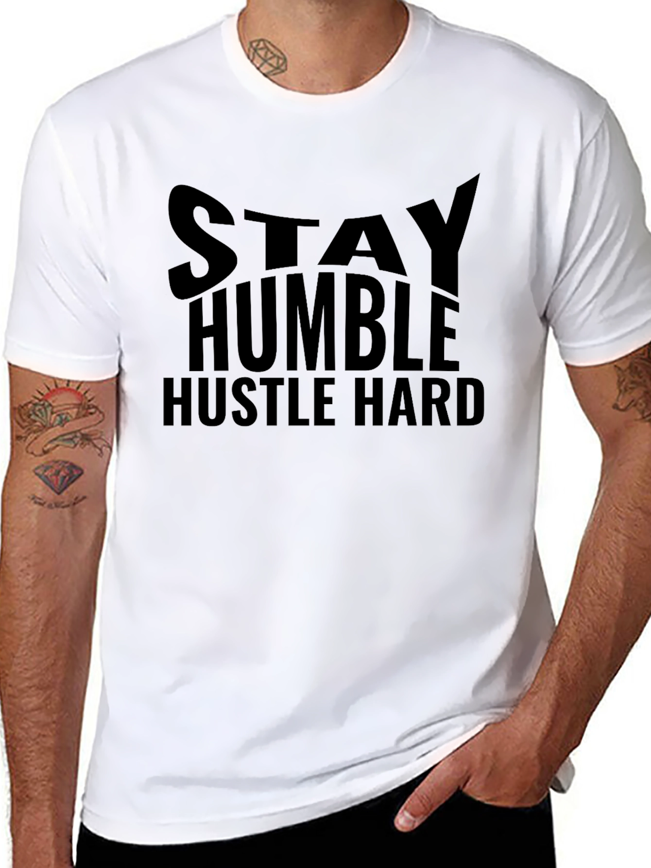 Stay Humble Hustle Hard Graphic Black T-Shirt