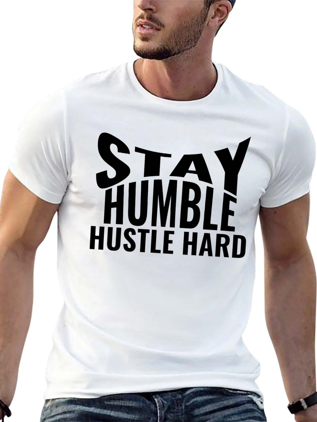 Stay Humble Hustle Hard Graphic Black T-Shirt