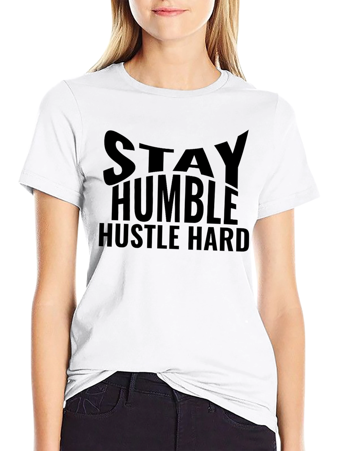 Stay Humble Hustle Hard Graphic Black T-Shirt