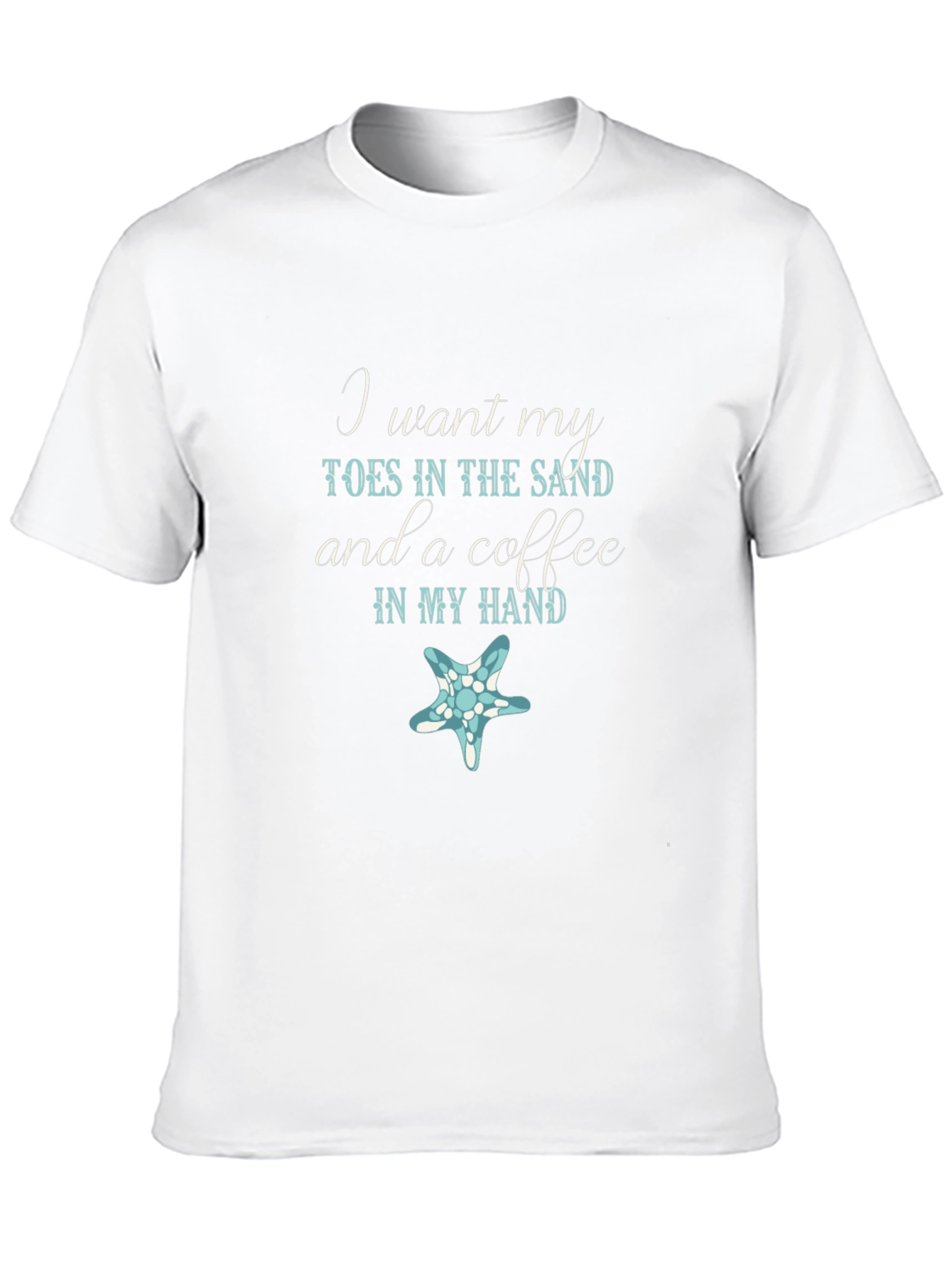 Toes in the Sand Coffee in Hand Black T-Shirt