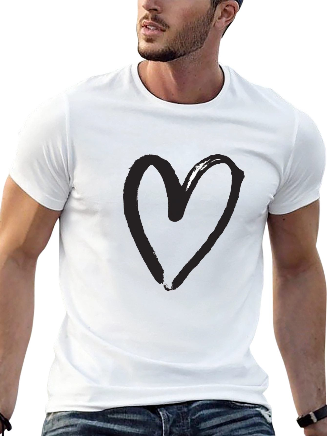 Heart Graphic Black T-Shirt - Modern Casual Tee