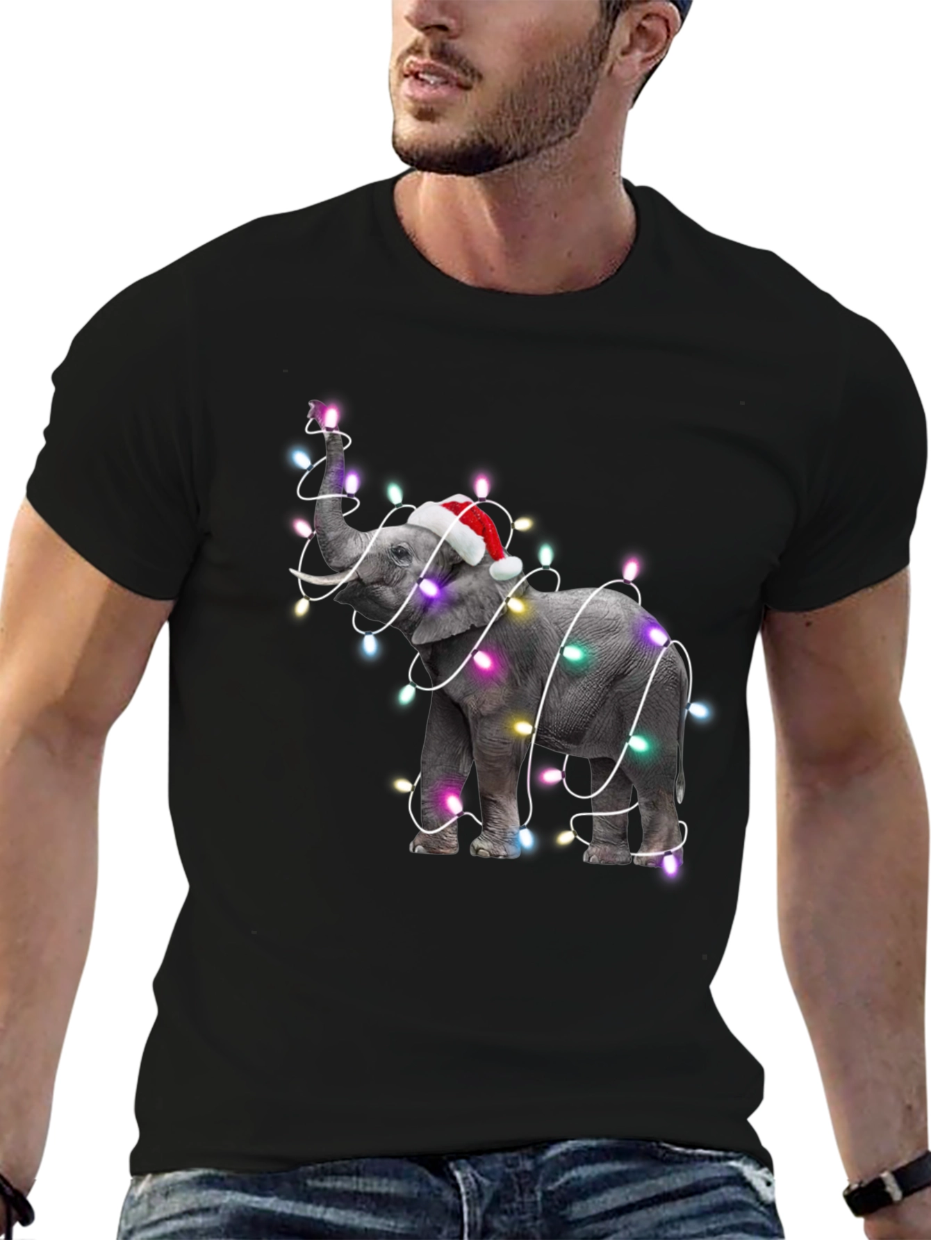 Festive Elephant Christmas Lights T-Shirt