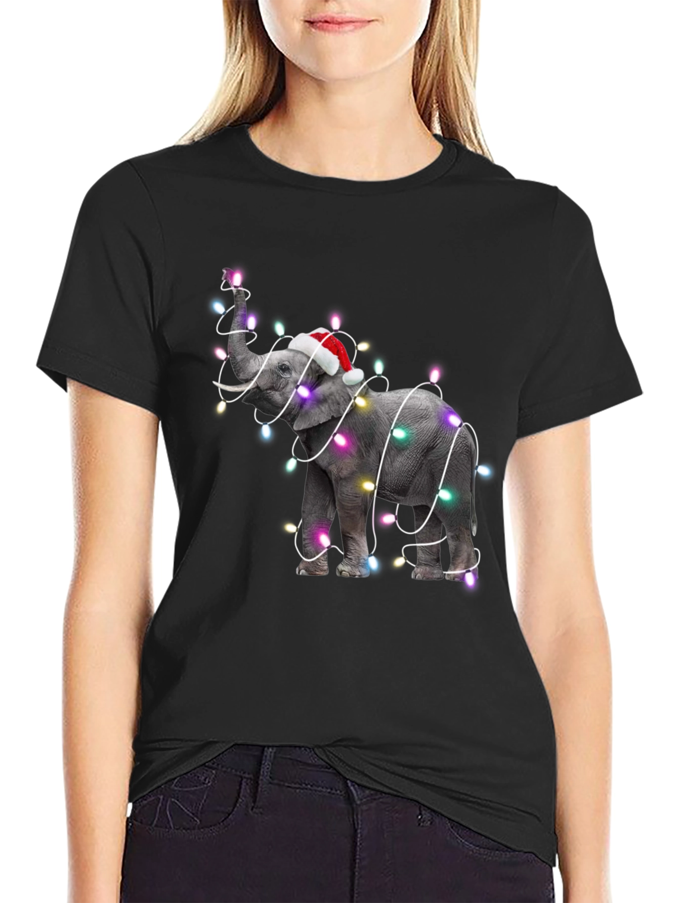 Festive Elephant Christmas Lights T-Shirt