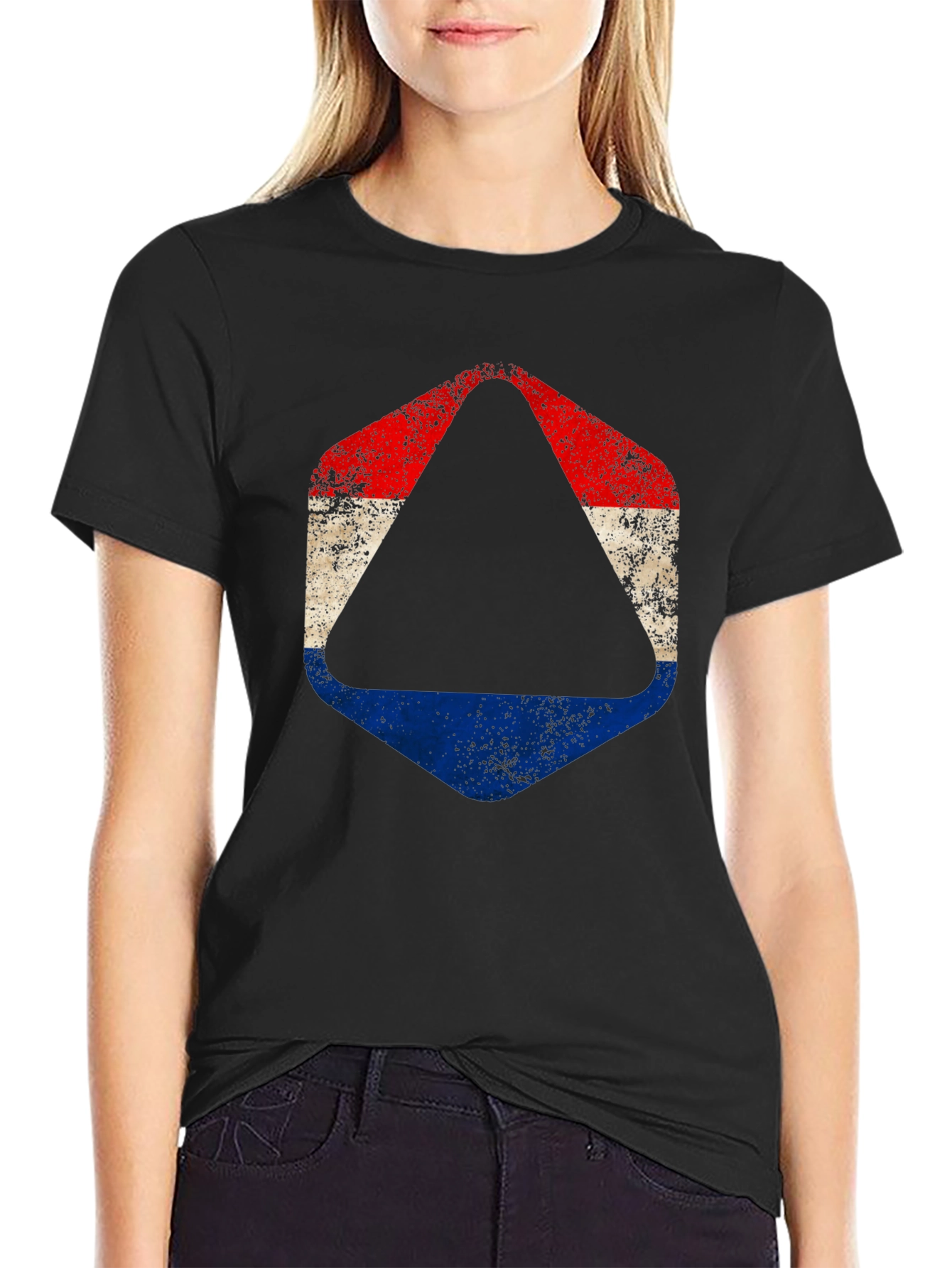 Distressed Netherlands Flag Graphic Tee - Black