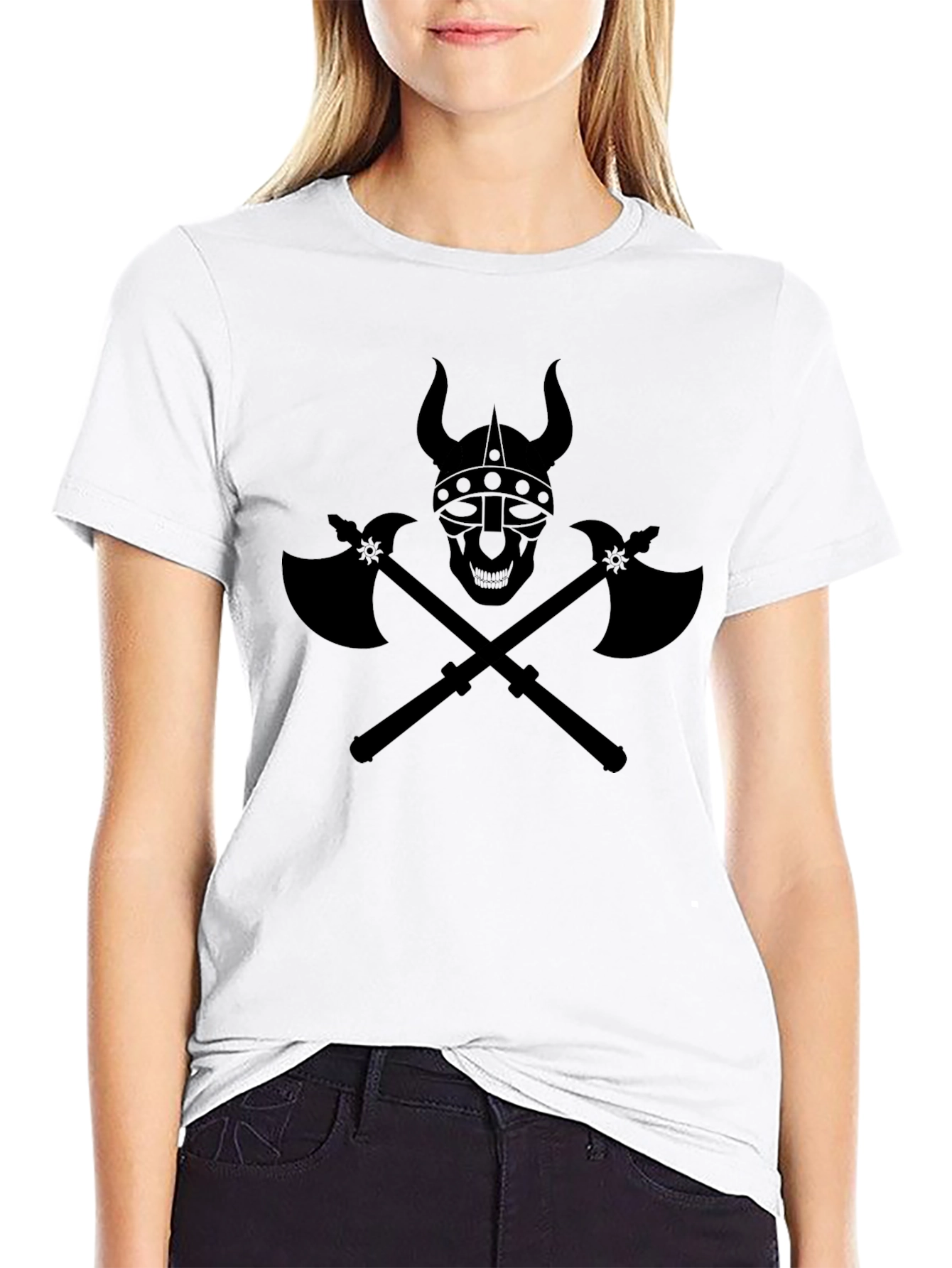 Viking Skull & Axes Black T-Shirt