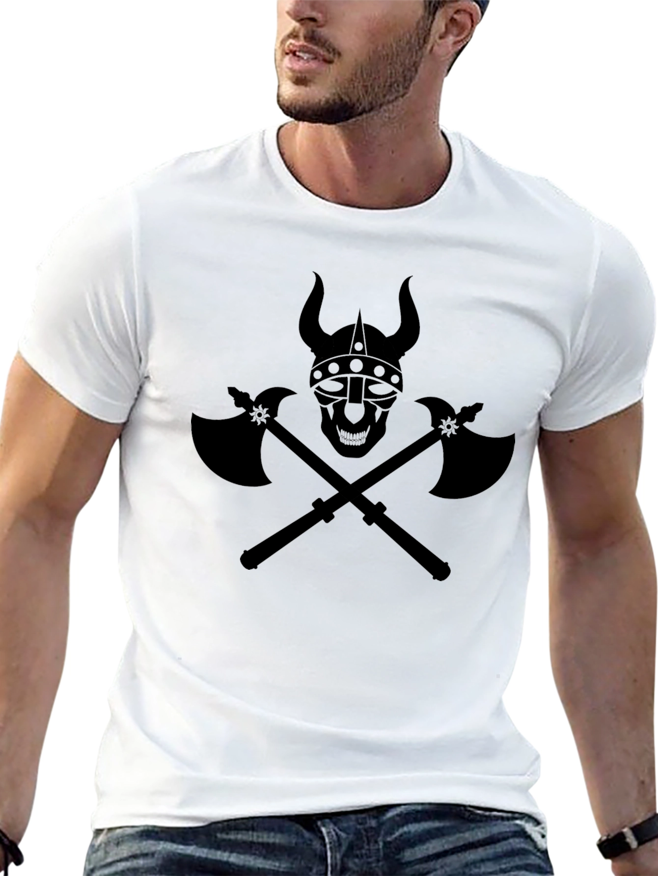 Viking Skull & Axes Black T-Shirt