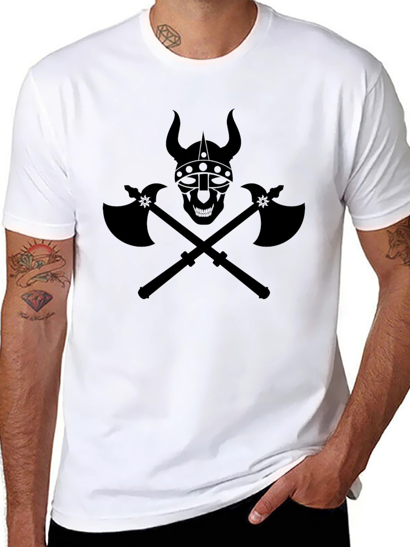 Viking Skull & Axes Black T-Shirt