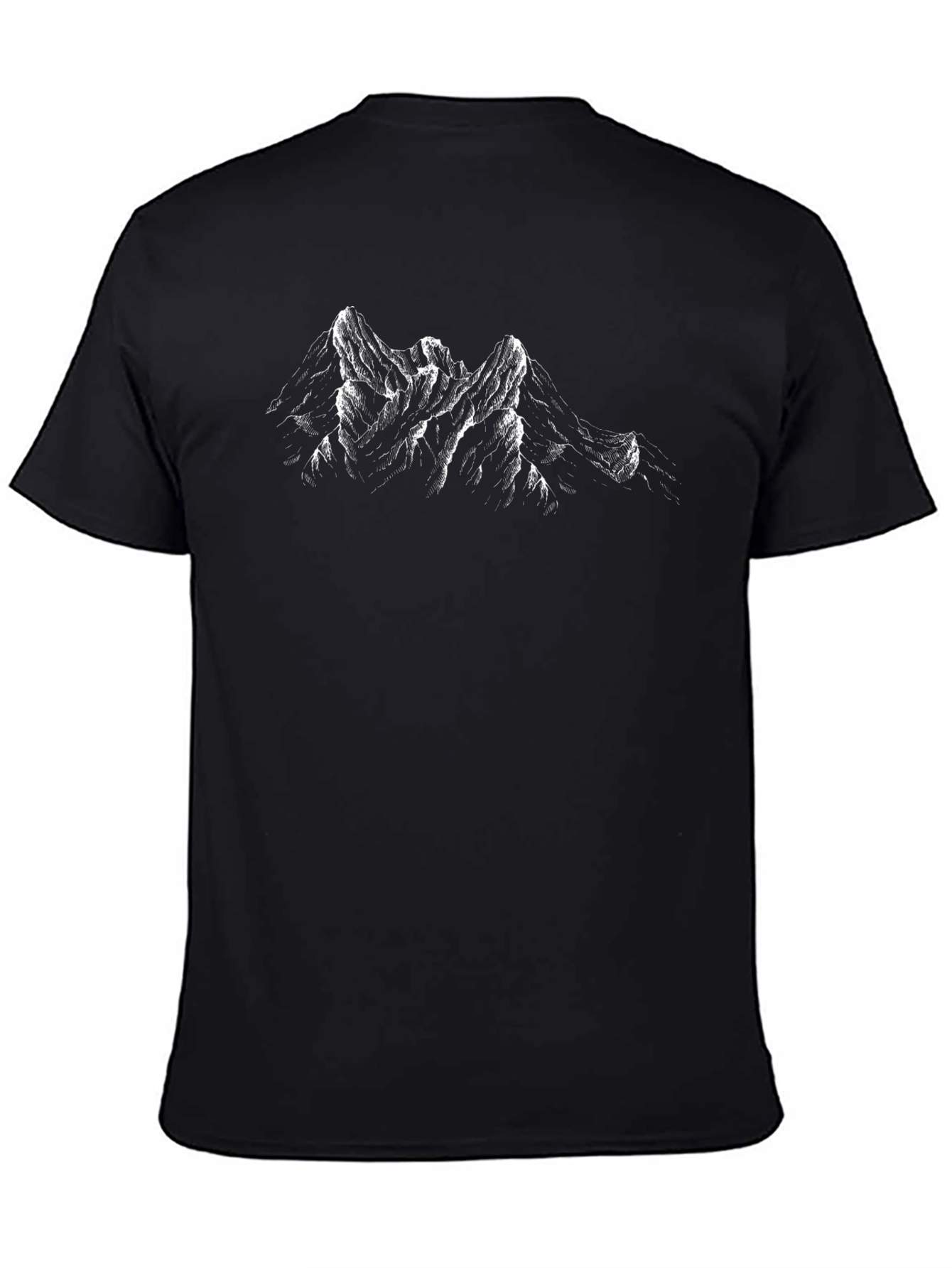 Mountain Peaks Graphic Tee - Black Cotton T-Shirt