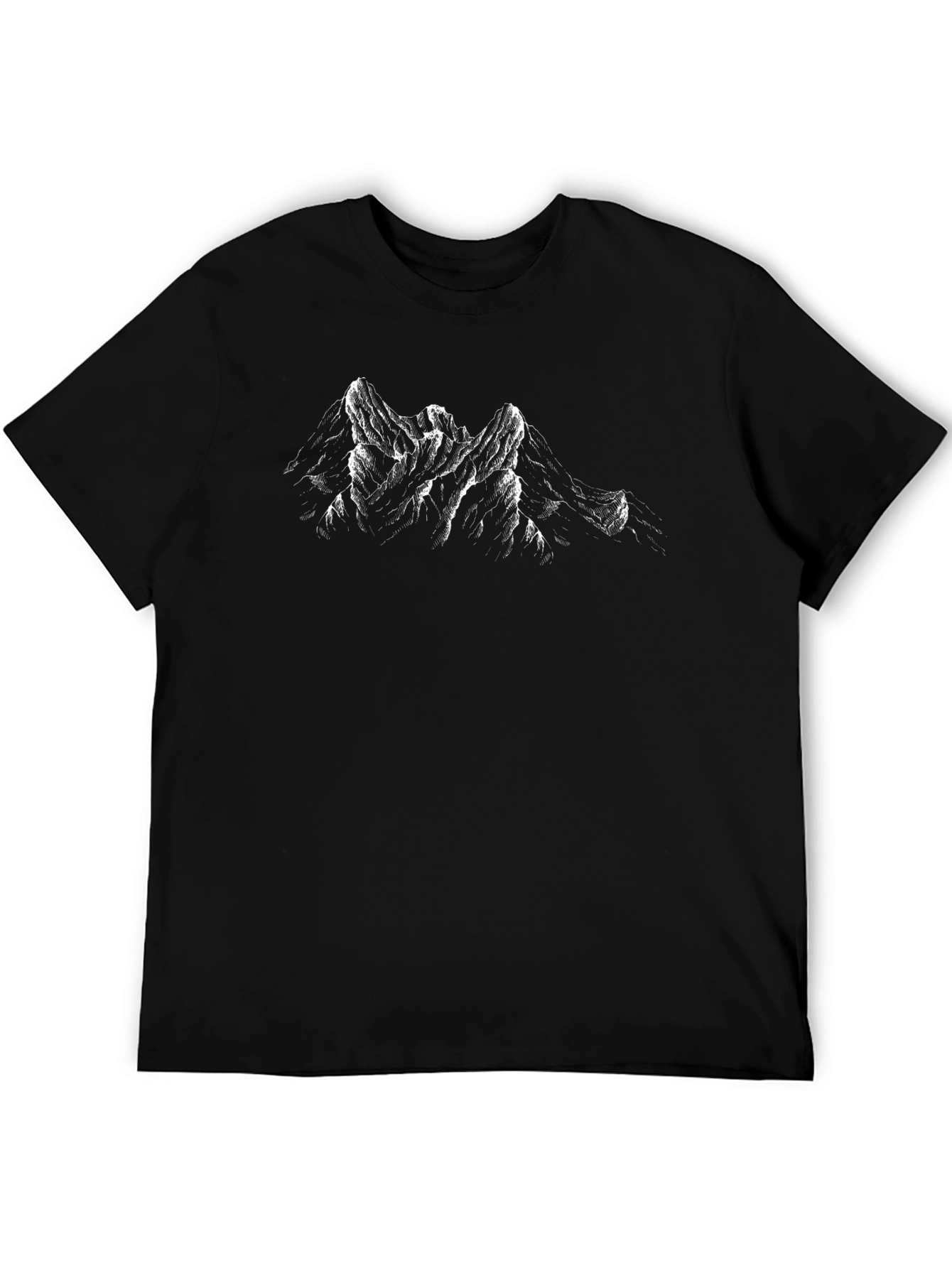 Mountain Peaks Graphic Tee - Black Cotton T-Shirt