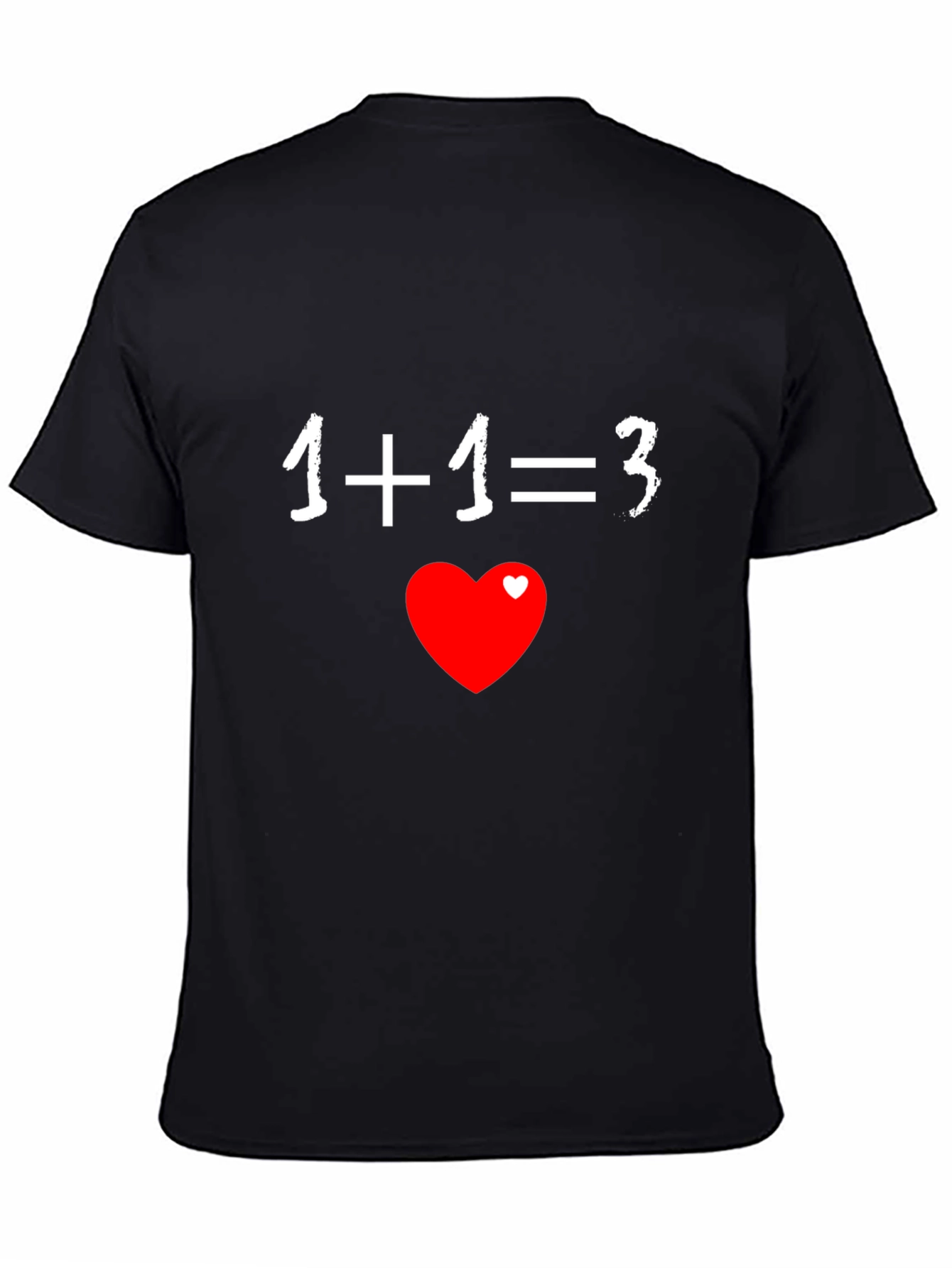 Funny Math Love T-Shirt - 1+1=3 Heart Graphic Tee