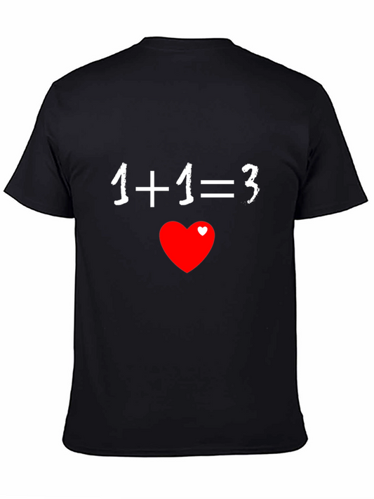Funny Math Love T-Shirt - 1+1=3 Heart Graphic Tee