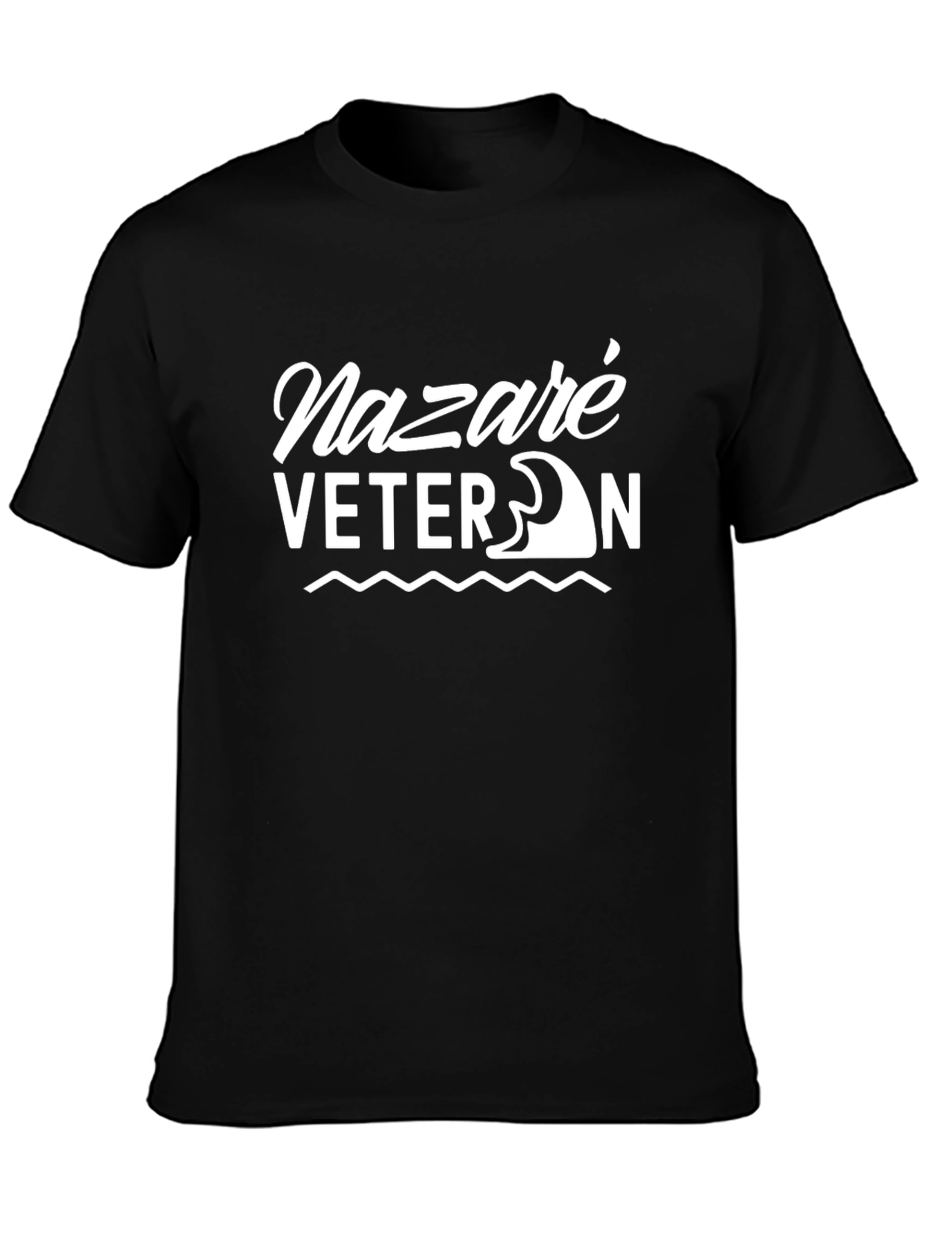 Nazaré Veteran Black T-Shirt - Surfing Wave Design