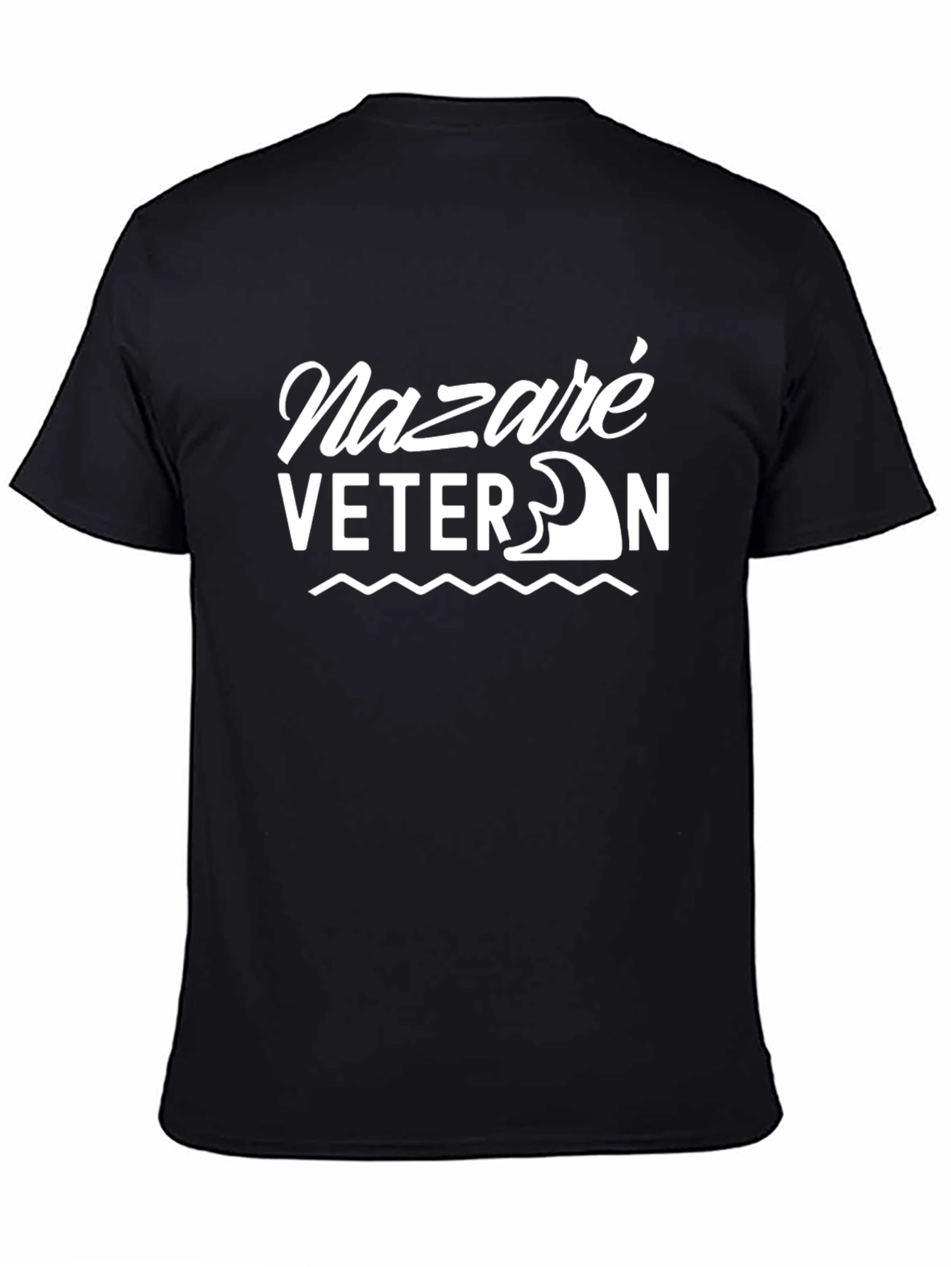 Nazaré Veteran Black T-Shirt - Surfing Wave Design