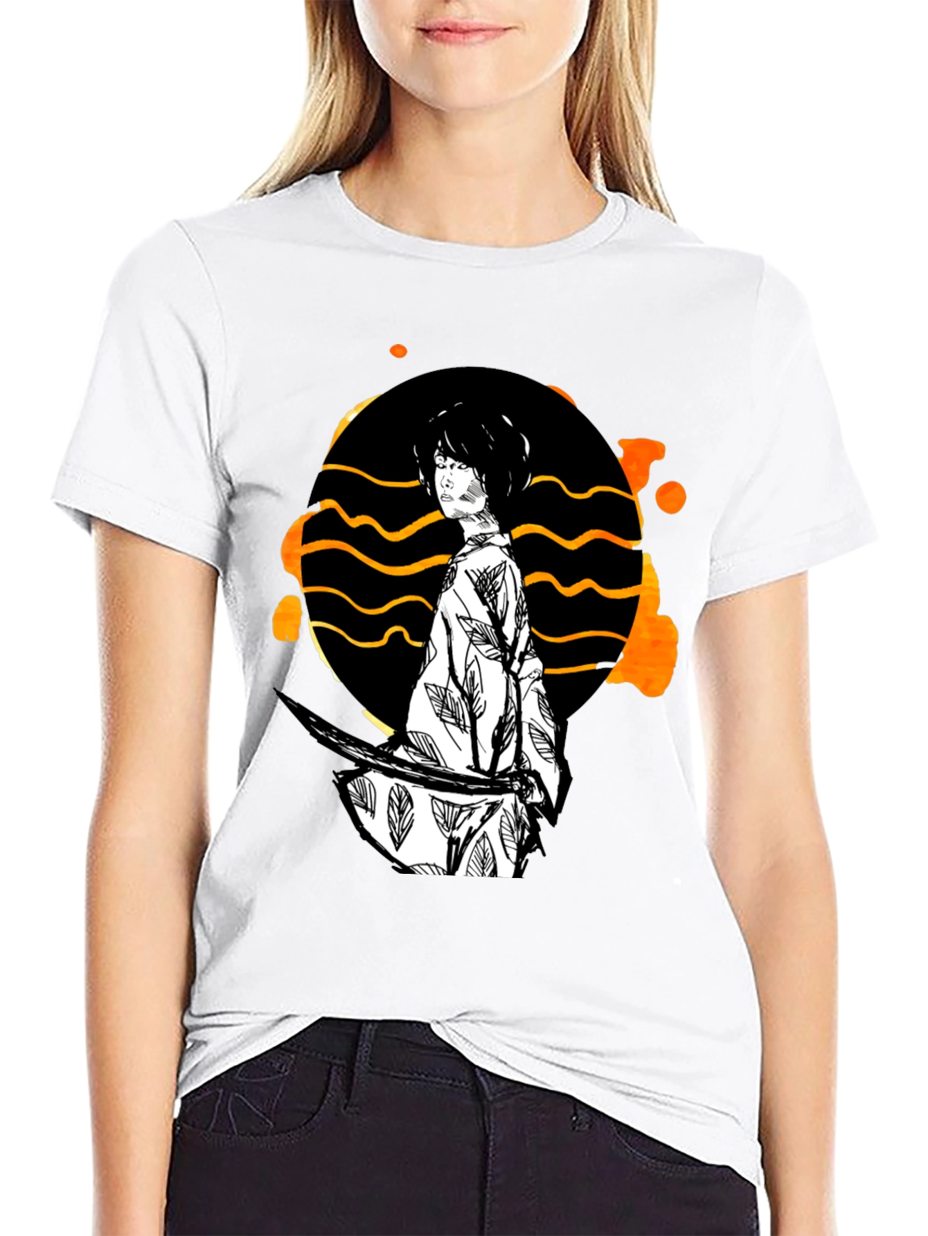 Samurai Graphic Print T-Shirt - Black