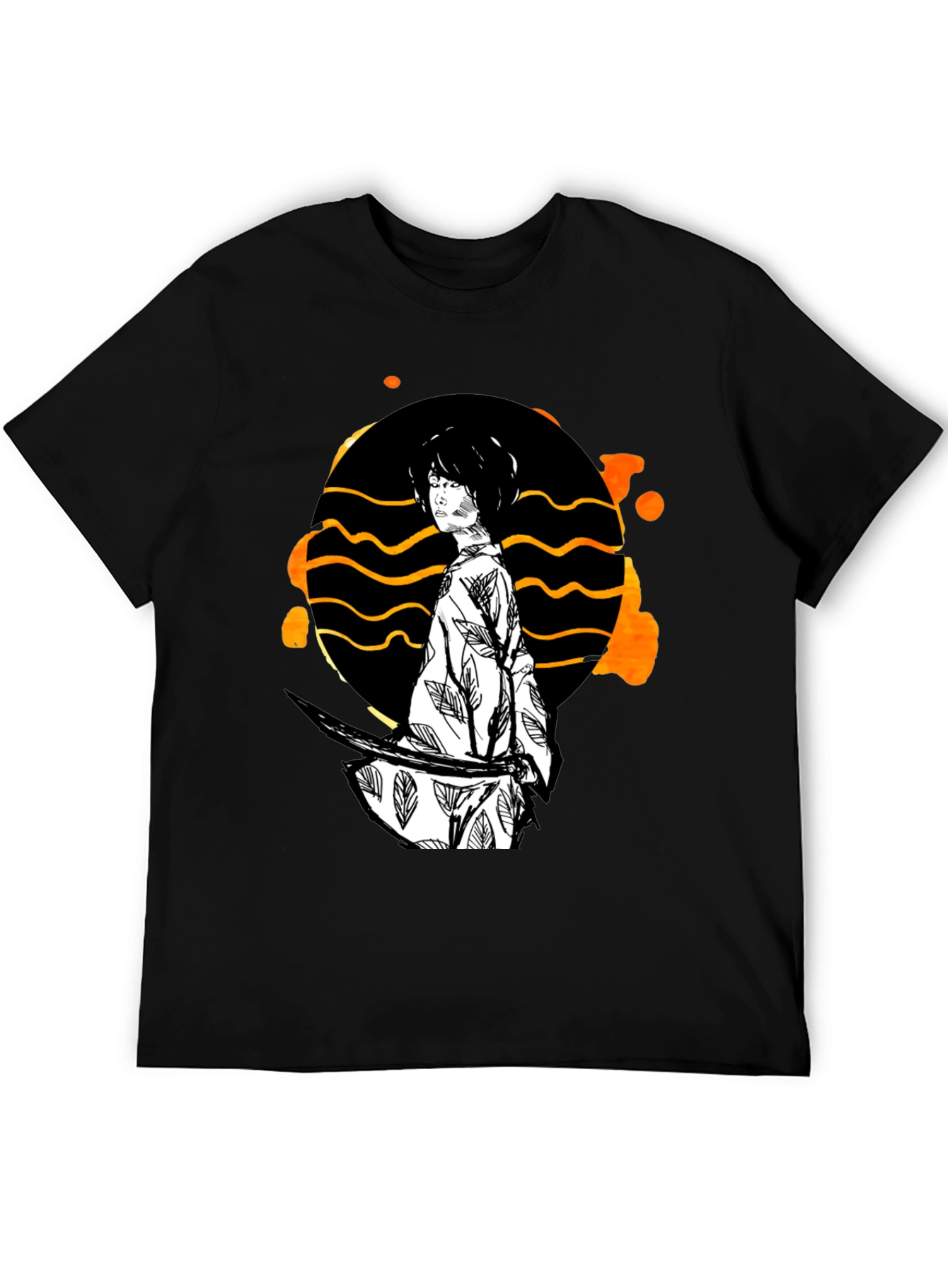 Samurai Graphic Print T-Shirt - Black