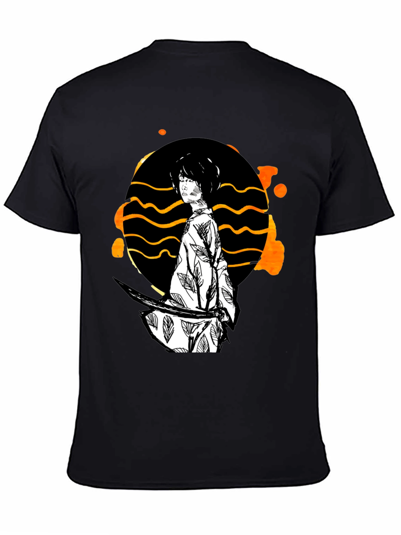 Samurai Graphic Print T-Shirt - Black