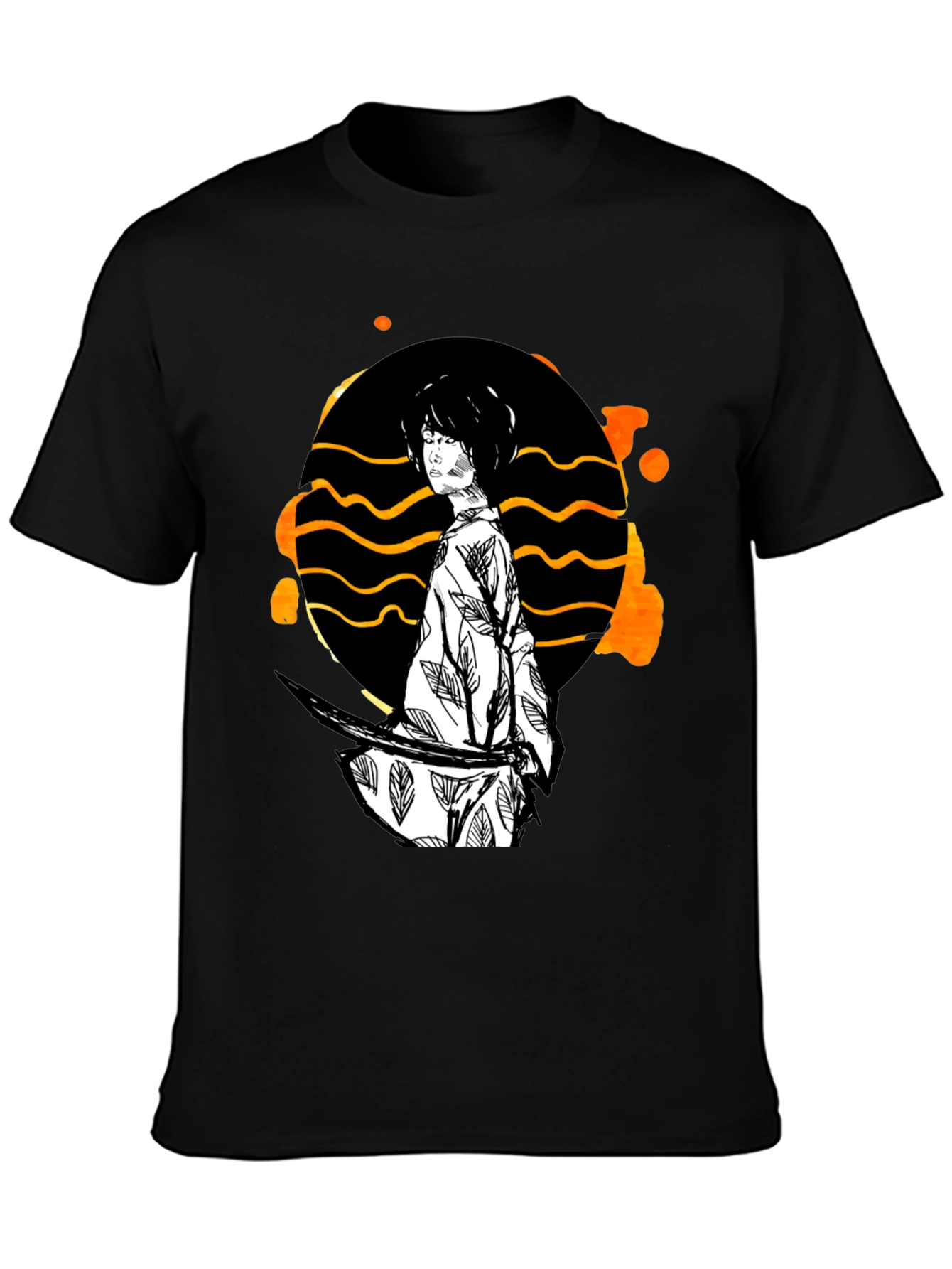 Samurai Graphic Print T-Shirt - Black