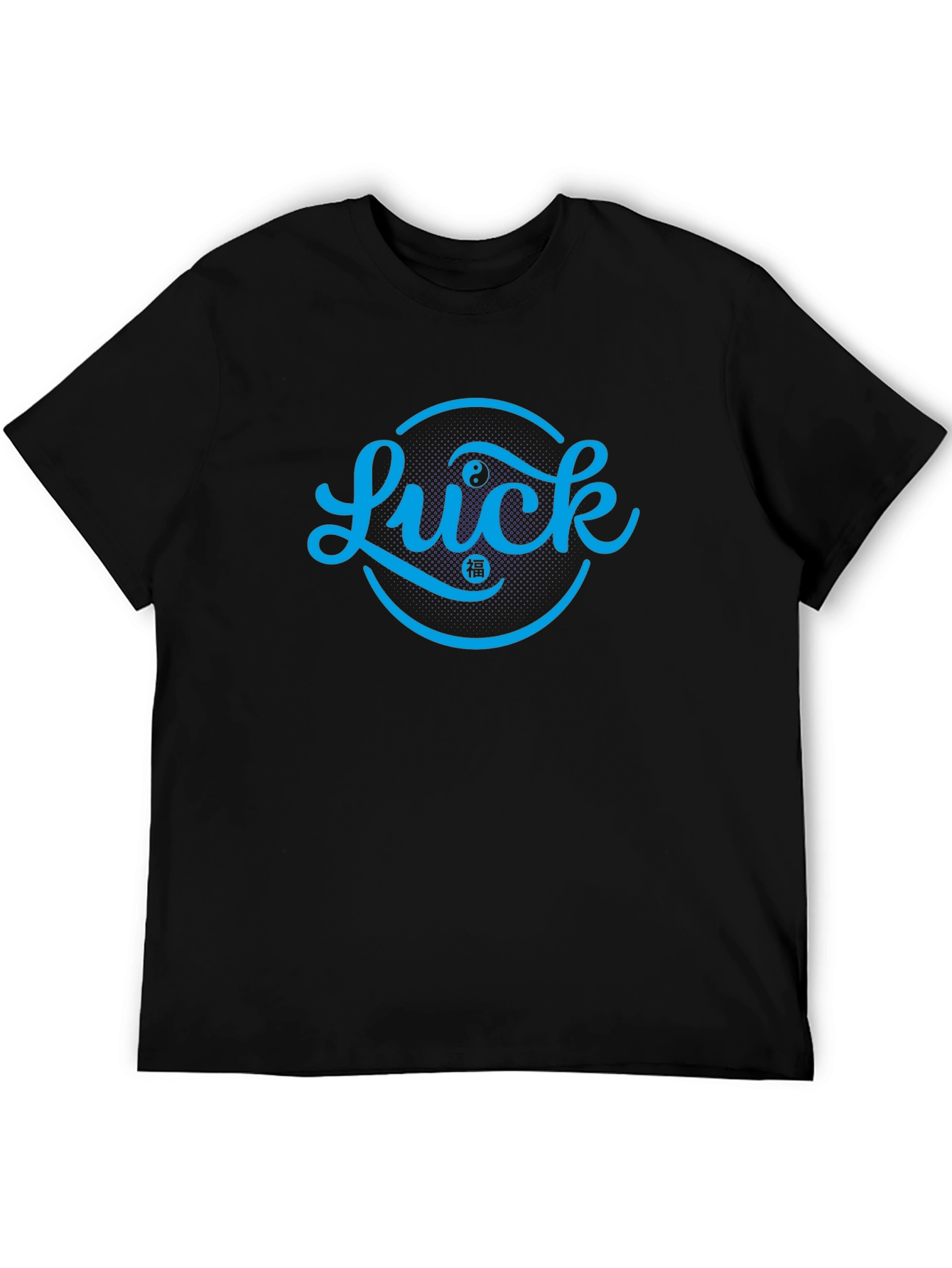 Lucky Symbol Graphic Print Black T-Shirt