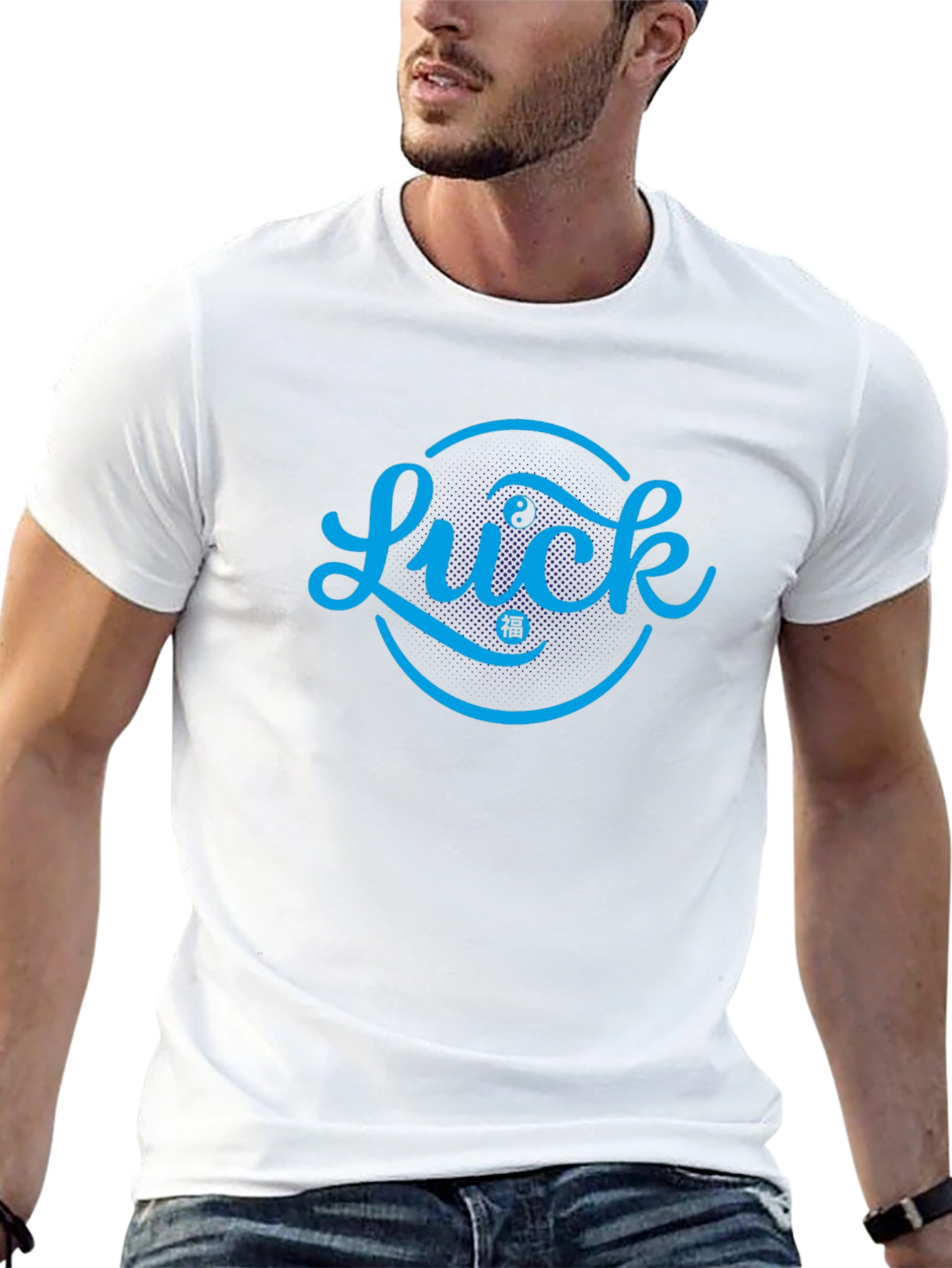 Lucky Symbol Graphic Print Black T-Shirt