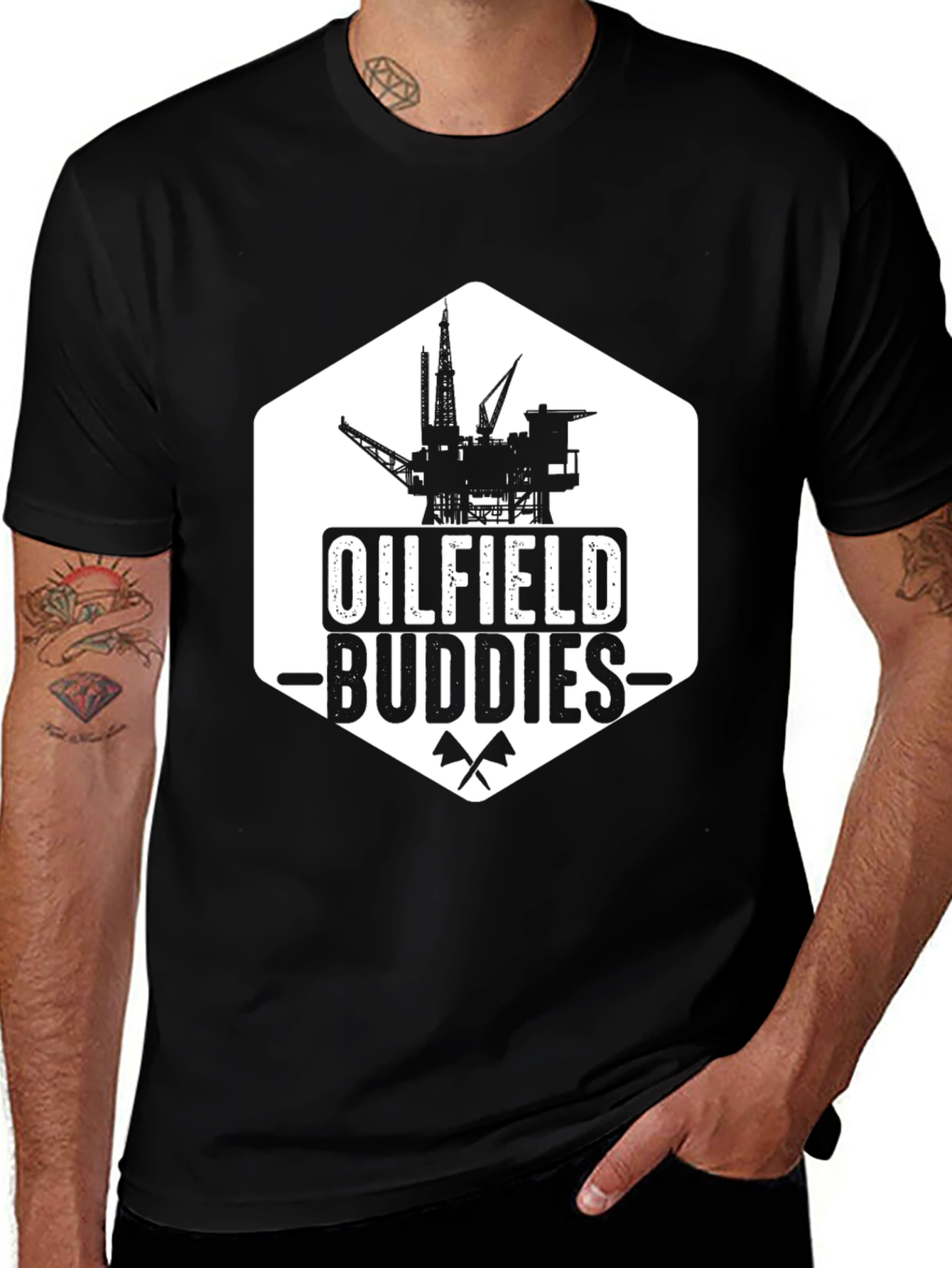 Oilfield Buddies Black Graphic T-Shirt