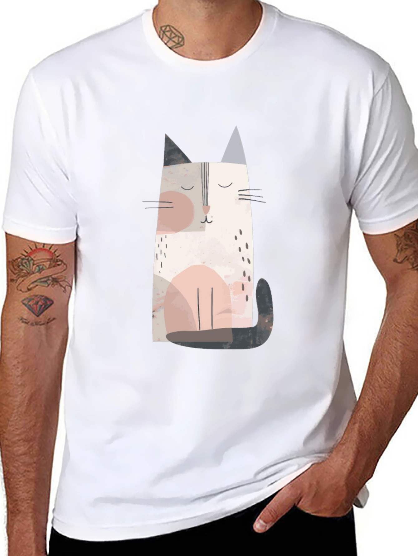 Cute Cat Graphic Tee - Unisex Black T-Shirt