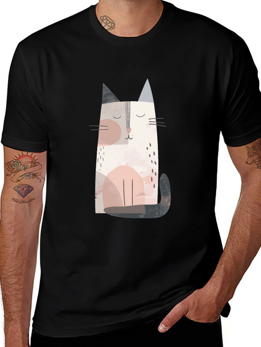 Cute Cat Graphic Tee - Unisex Black T-Shirt
