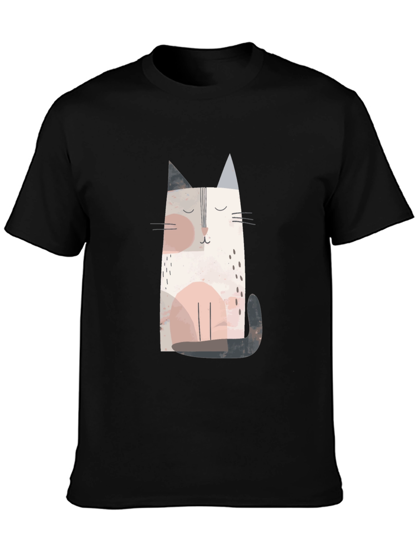 Cute Cat Graphic Tee - Unisex Black T-Shirt