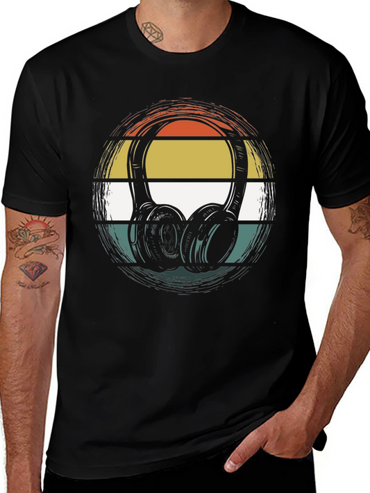 Retro Headphones Graphic Tee - Classic Style